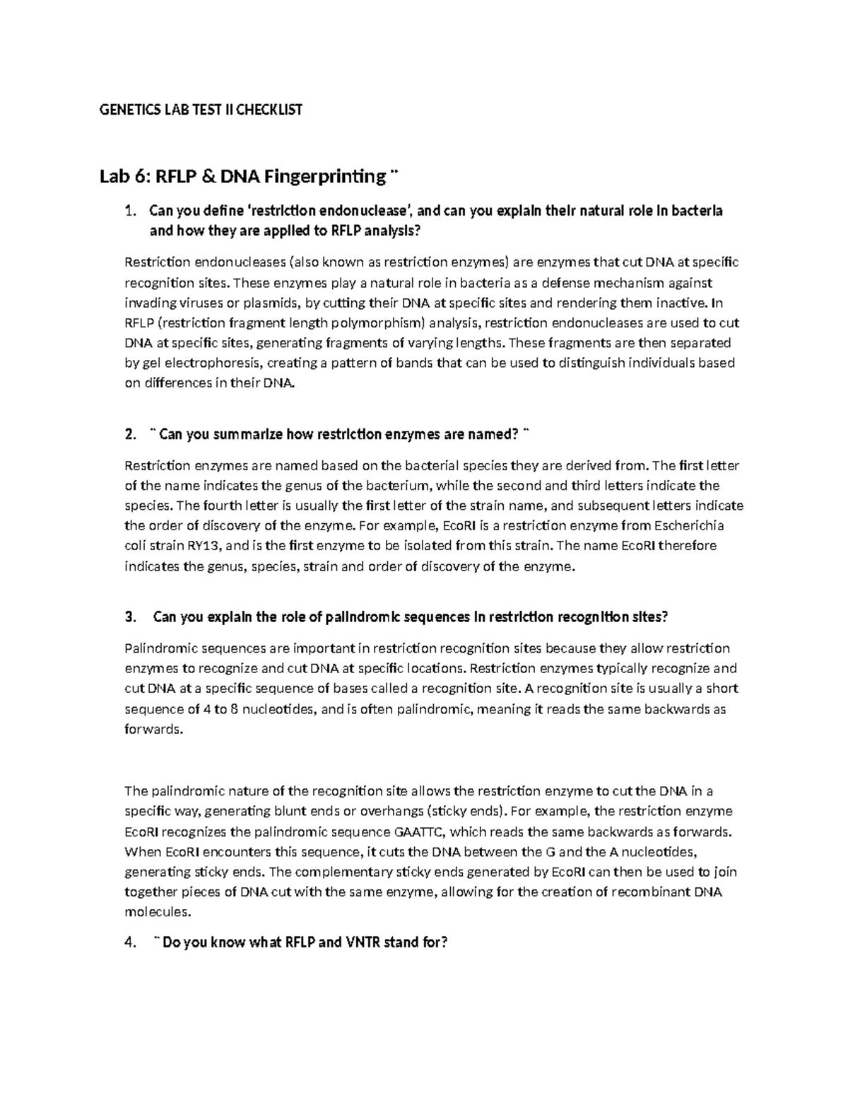 Genetics Lab 2: Linkage & Recombination Testing Assignment - Studocu