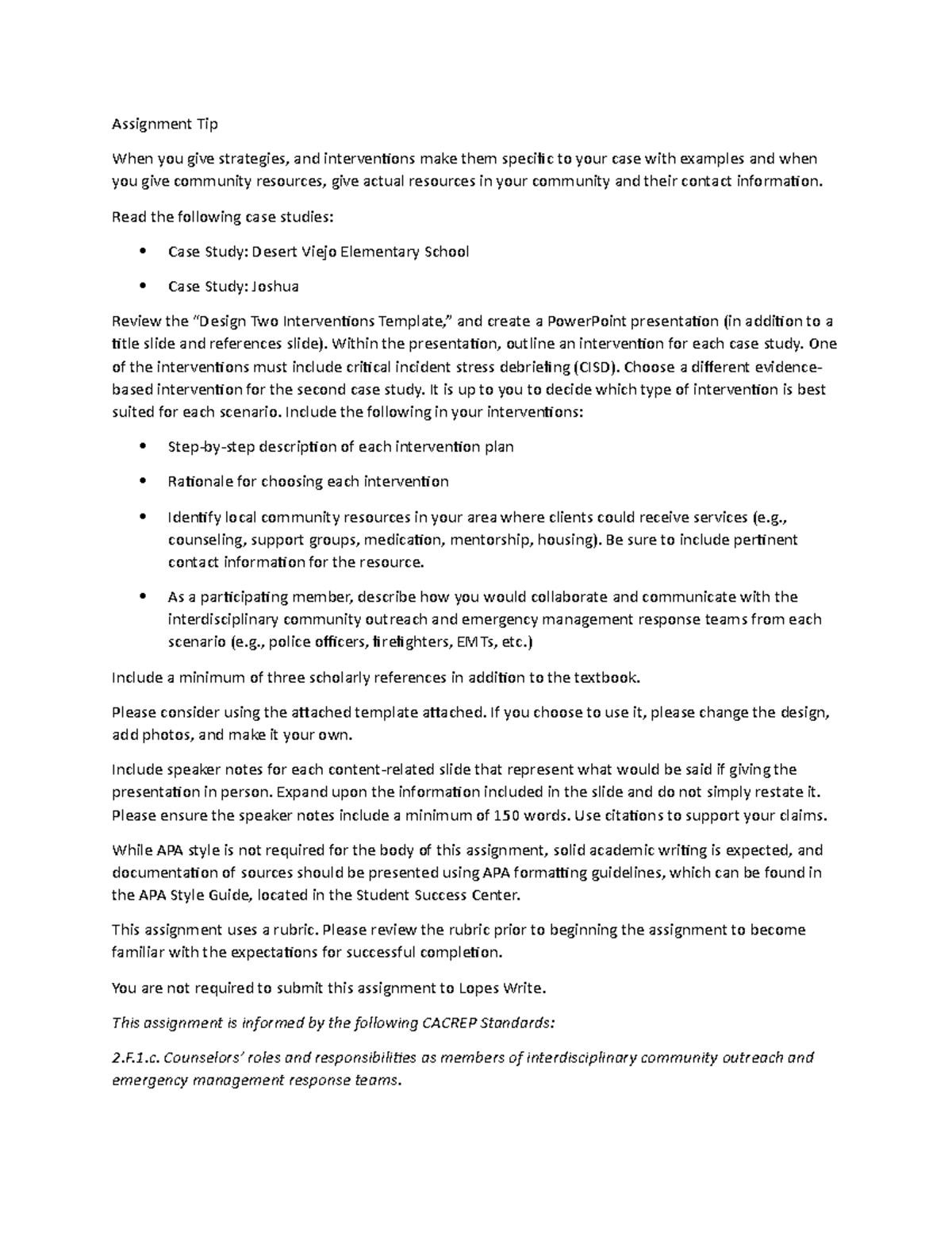 Week 6 Case Study - Intervention Strategies in Trauma Counseling - Studocu
