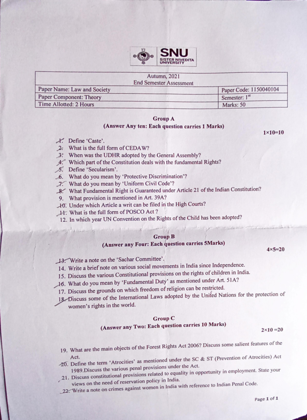 Law and Society - Exam Questions and Answers - Studocu