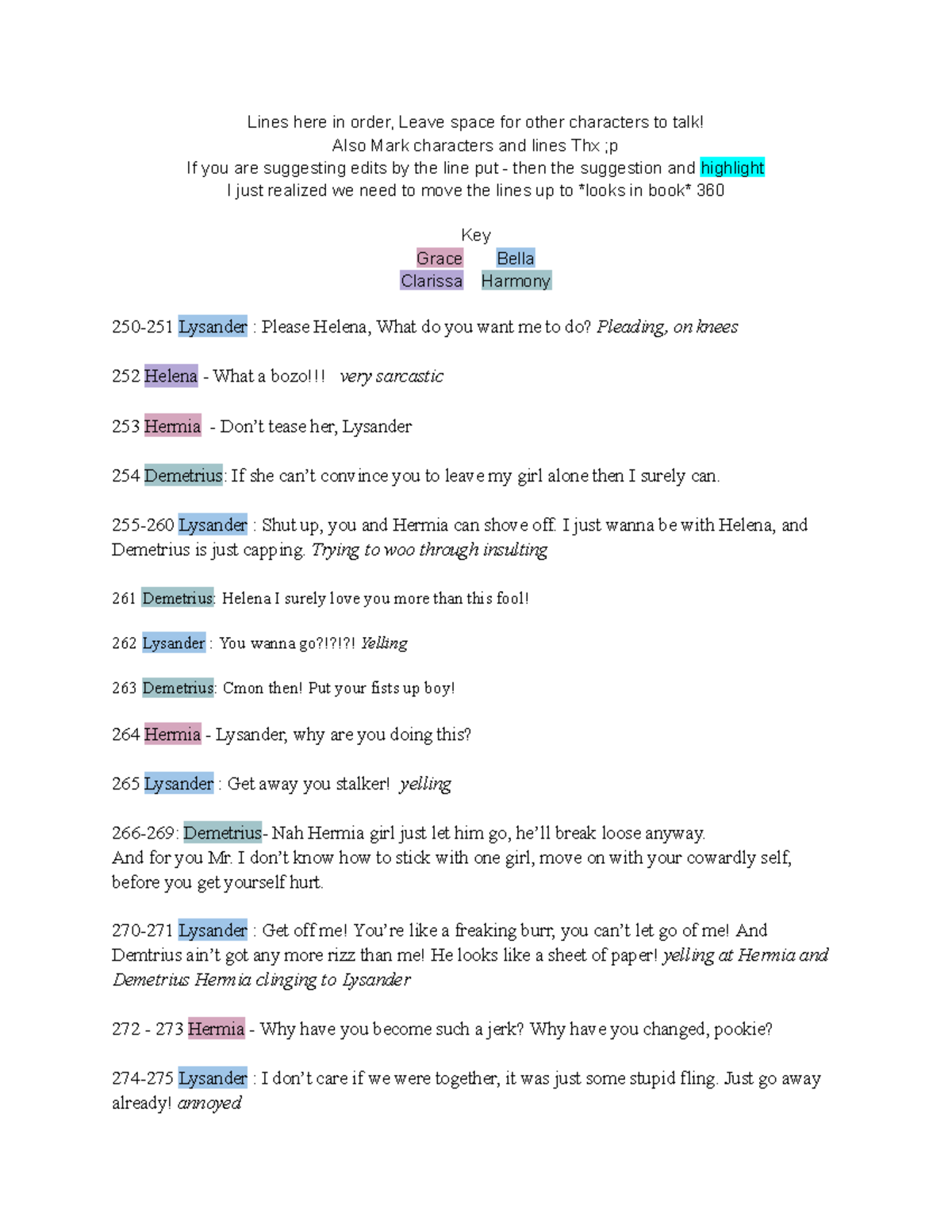 Modernized Line Drafts for Project: Character Dialogue Edits (360 ...