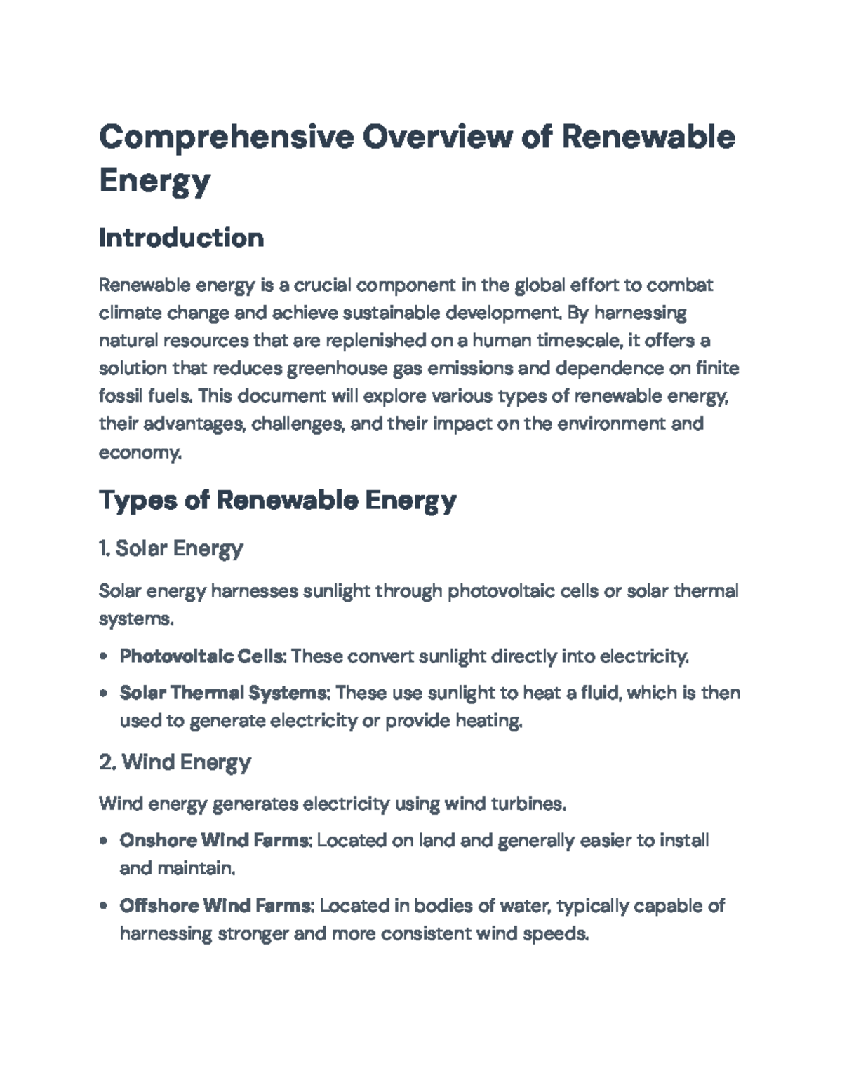 Renewable Energy Solutions: A Comprehensive Overview at a Glance - Studocu