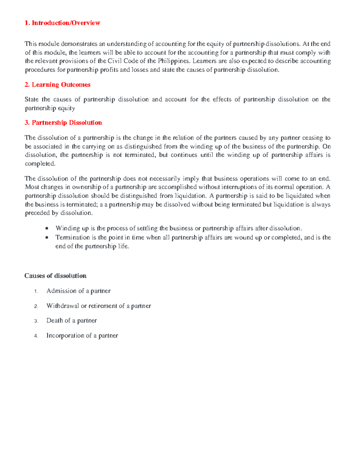 Module 3: Accounting for Partnership Dissolution and Ownership Changes ...