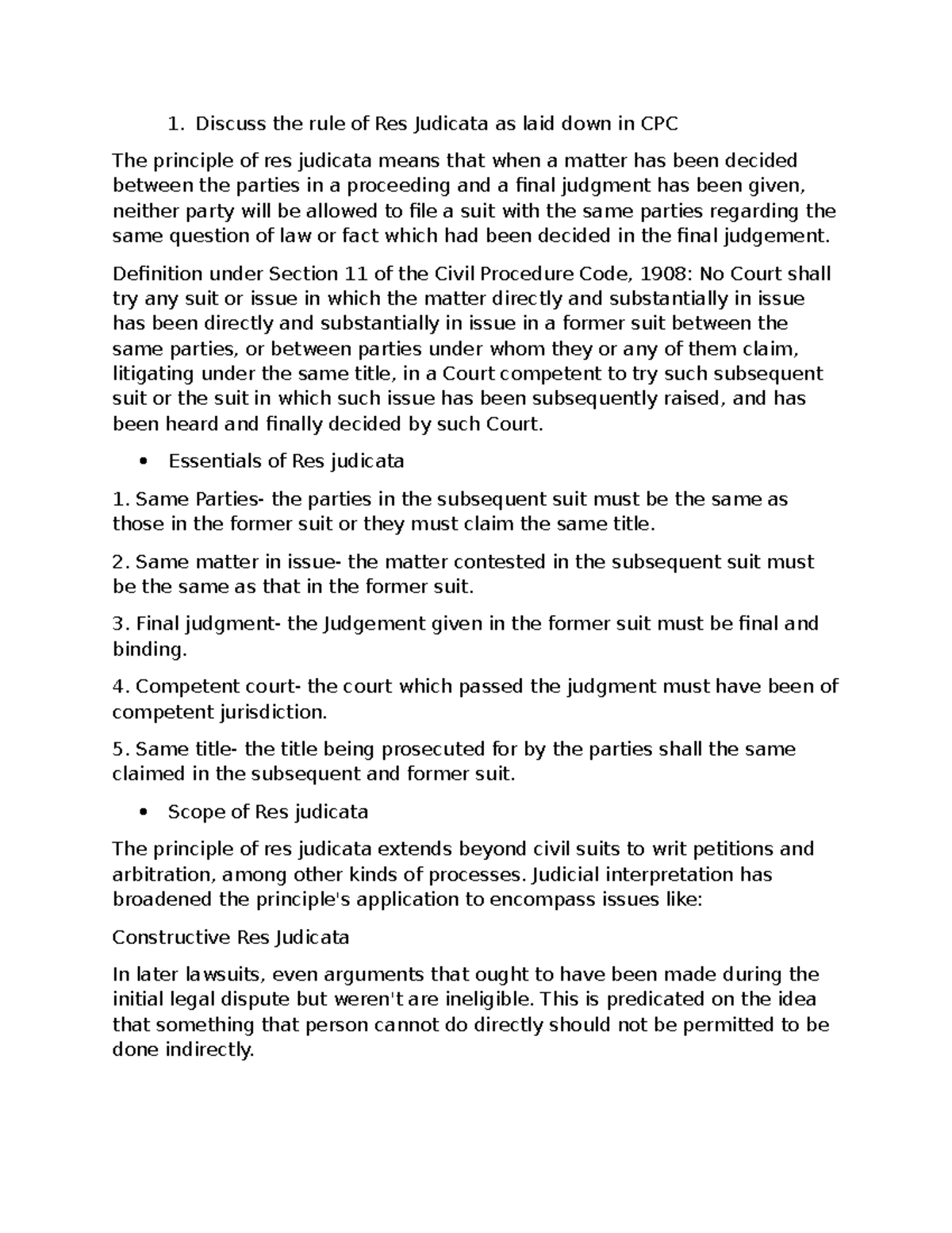 CPC - Understanding Res Judicata and Foreign Judgments in Civil ...