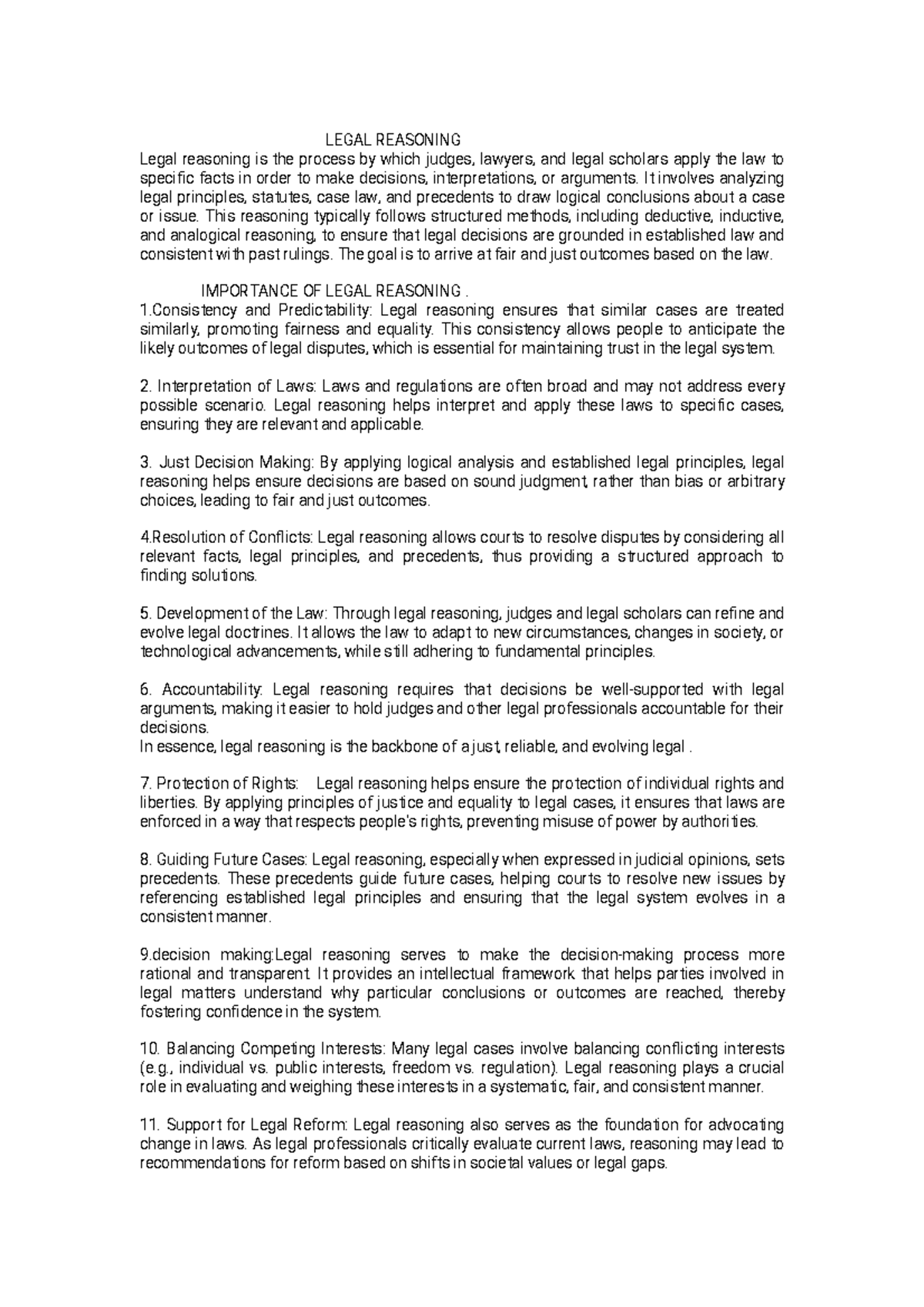 Legal Reasoning: Principles and Methods for Legal Analysis - Studocu