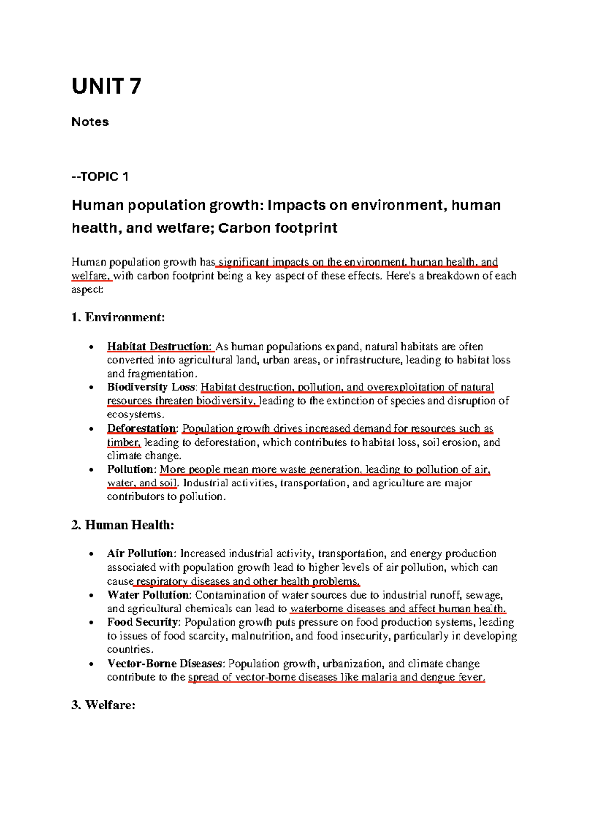 UNIT 7 - EVS Year 2: Human Population Growth & Environmental Impacts ...