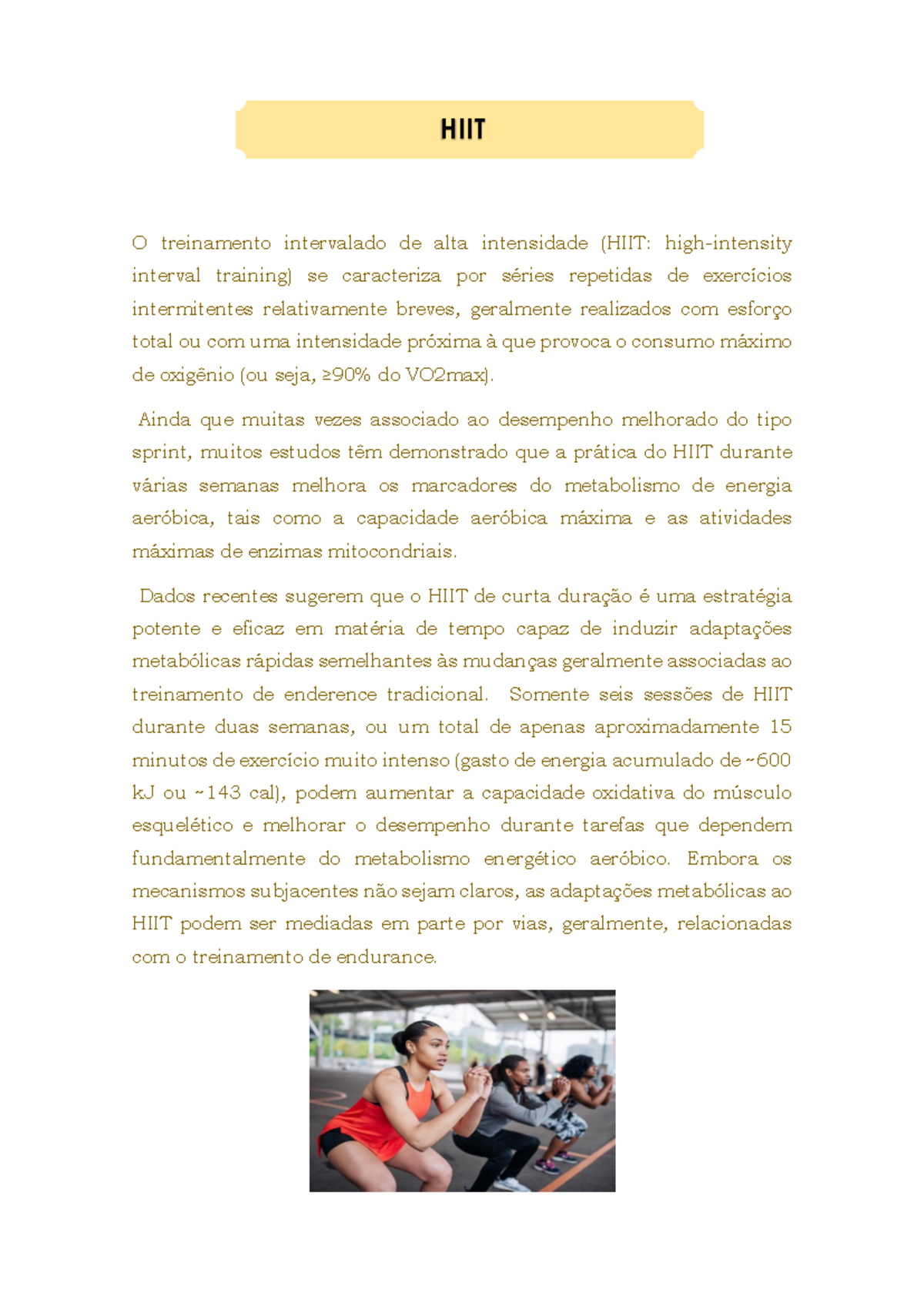 HITT - HIIT O treinamento intervalado de alta intensidade (HIIT: high ...