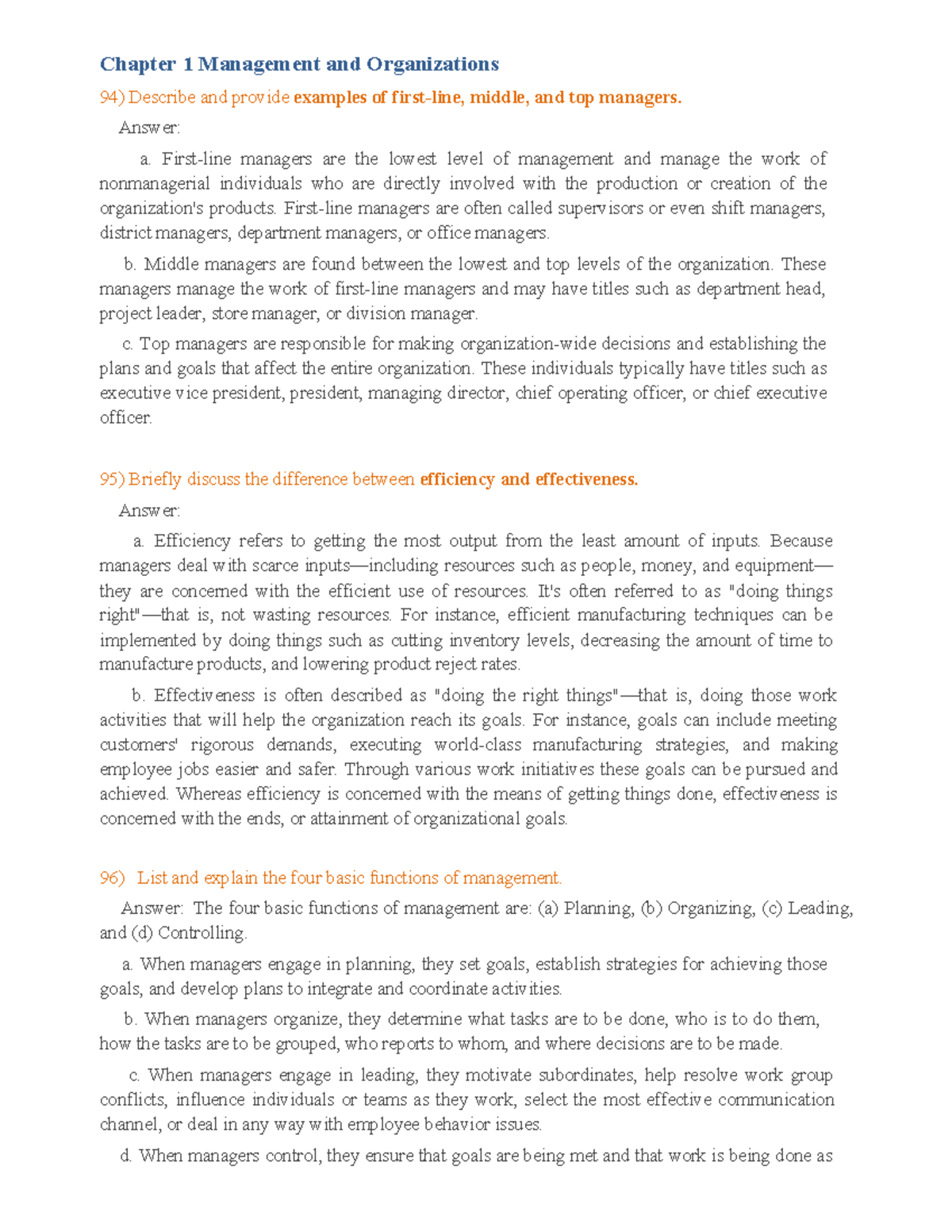 MANA - Chapter 1: Management and Organizations Overview and Key ...