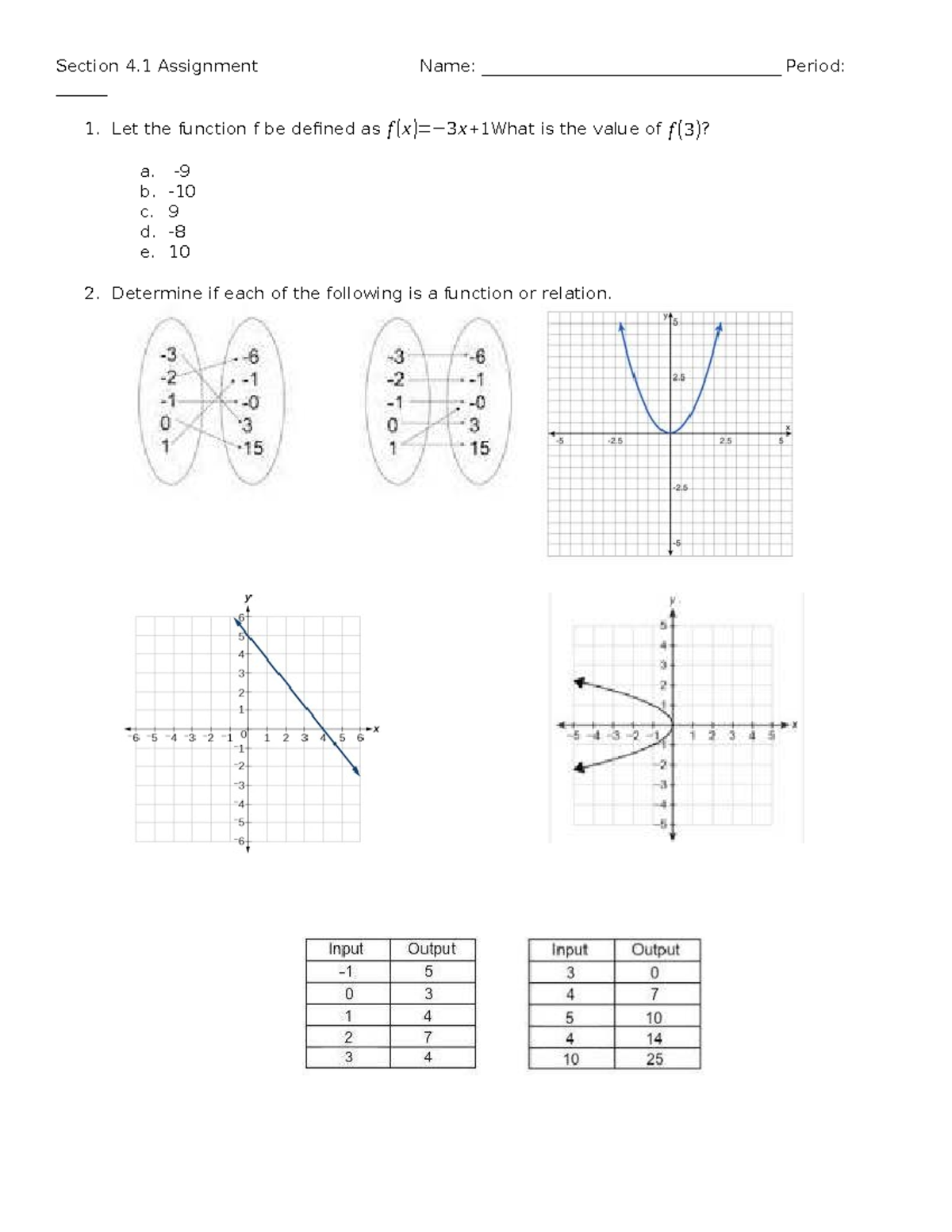Relations and Functions Assignment: Section 4.1 Analysis - Studocu