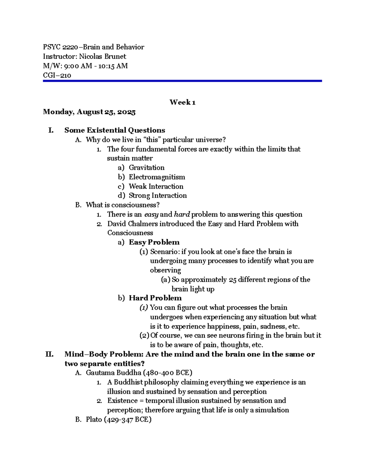 PSYC 2220: Lecture Notes on Biological Psychology and the Nervous ...