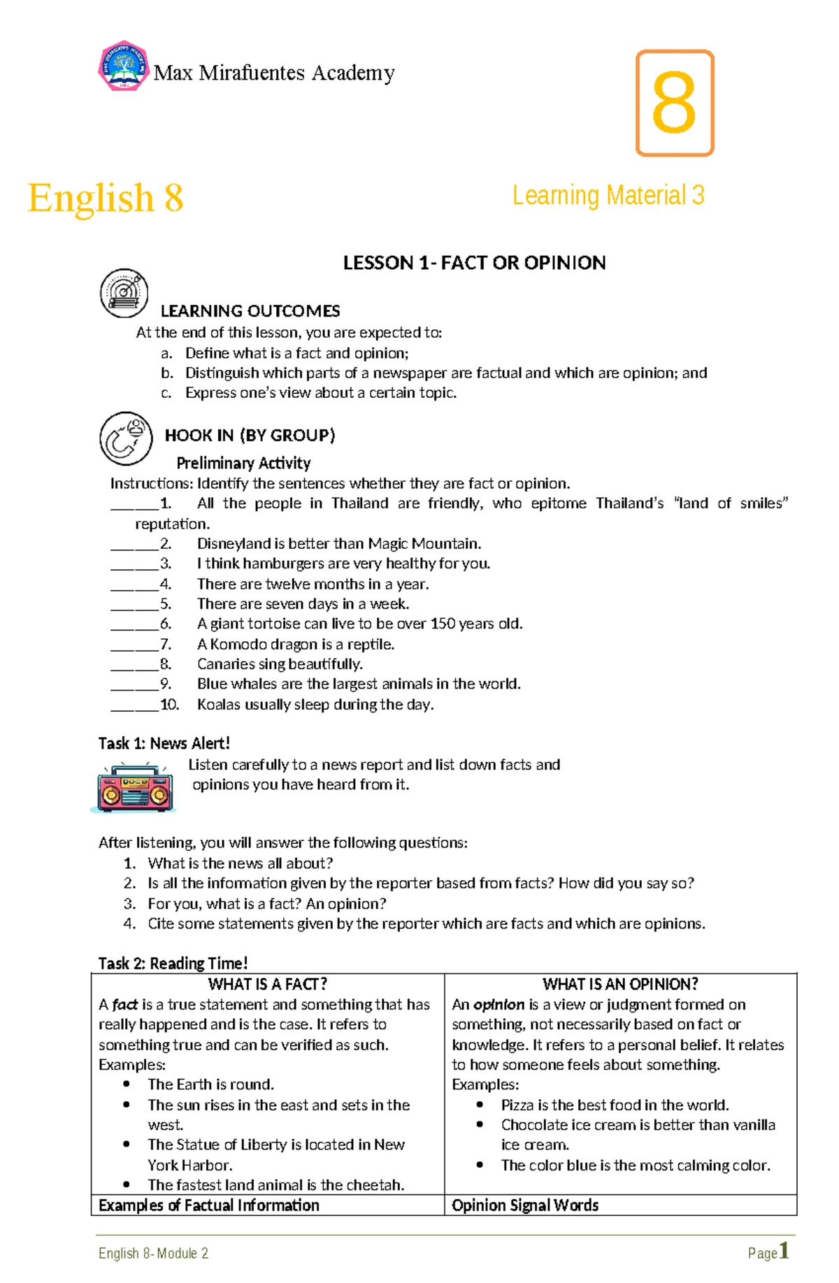Speech Choir - English Module Overview for Grade 8 Students - Studocu