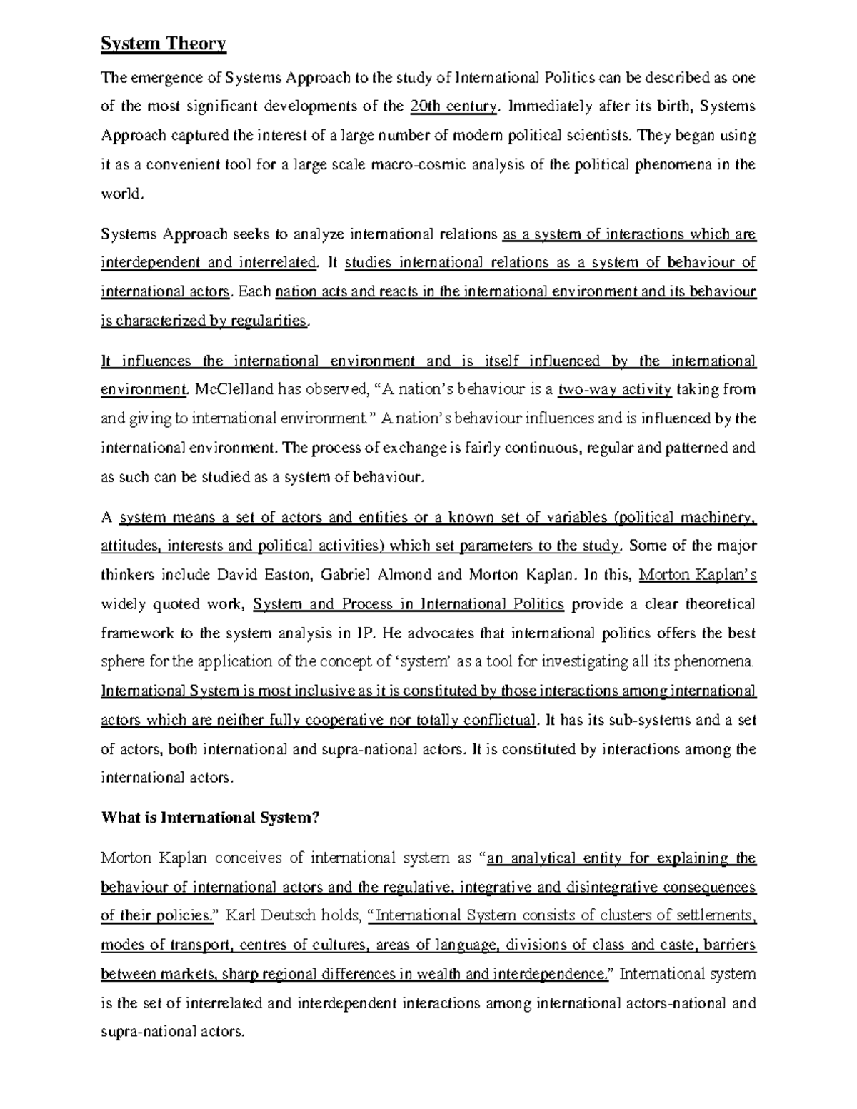 IR 2 (System Theory) - Comprehensive Lecture Notes on Systems Approach ...