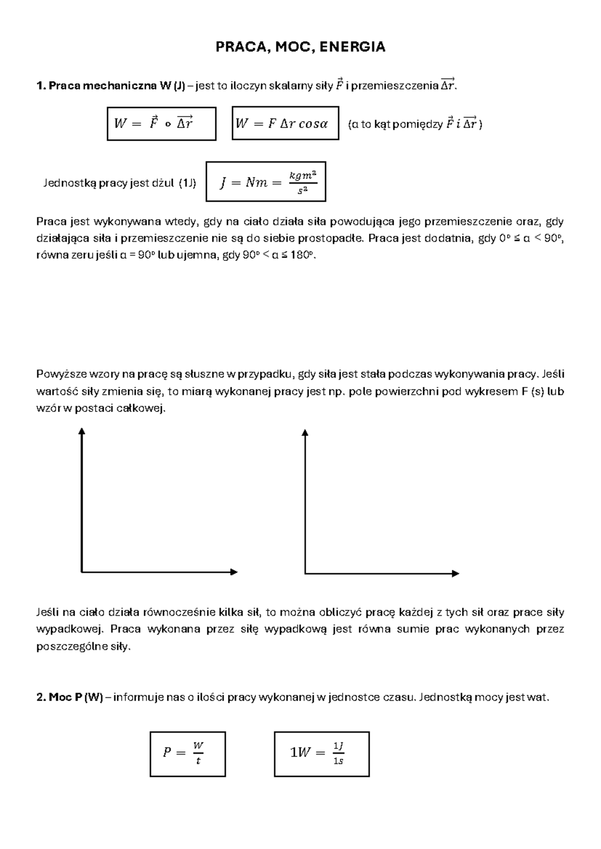 Sprawdzian Z Fizyki 2 Liceum Praca Moc Energia