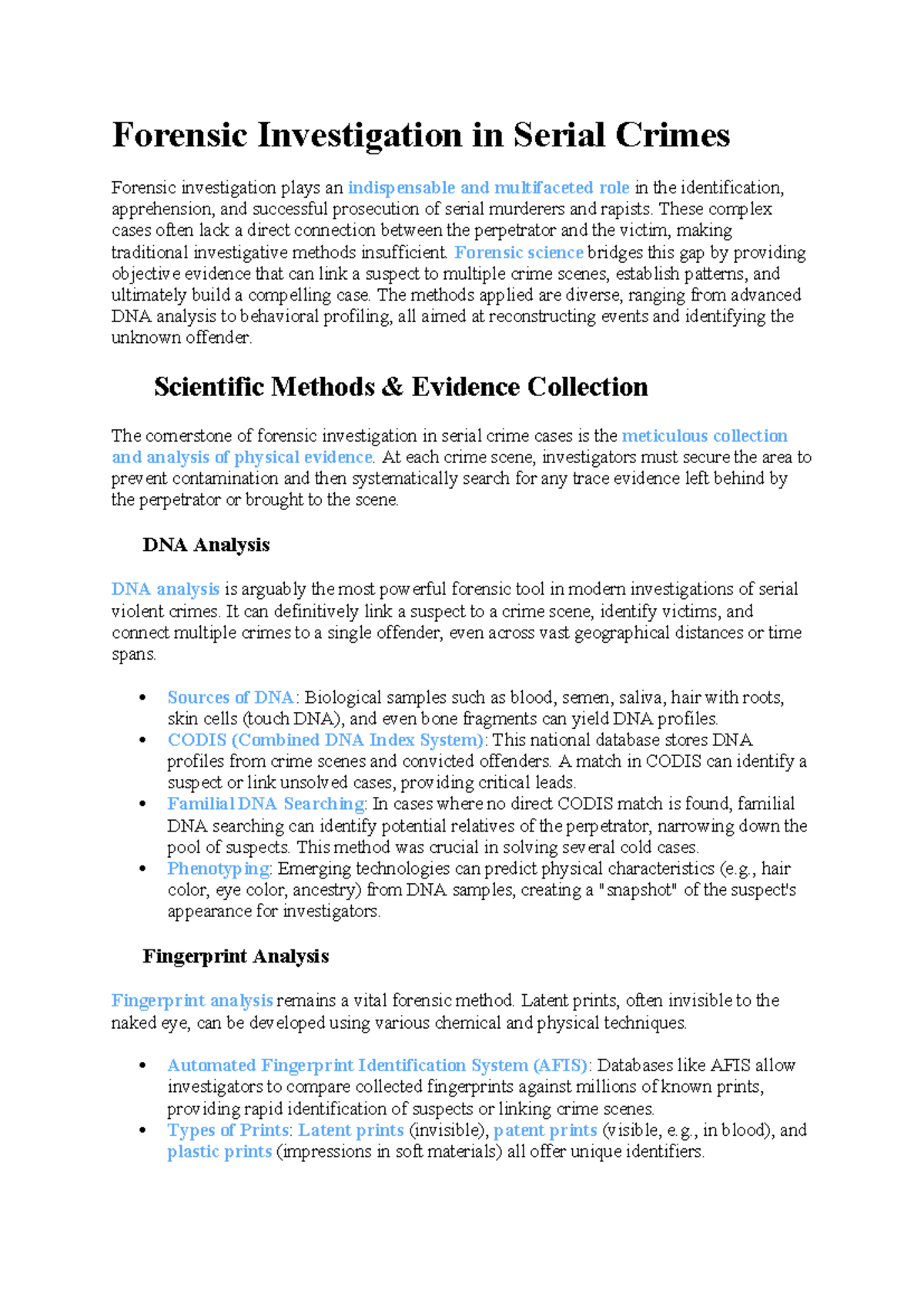 Forensic Investigation in Serial Crimes: Techniques & Case Studies ...
