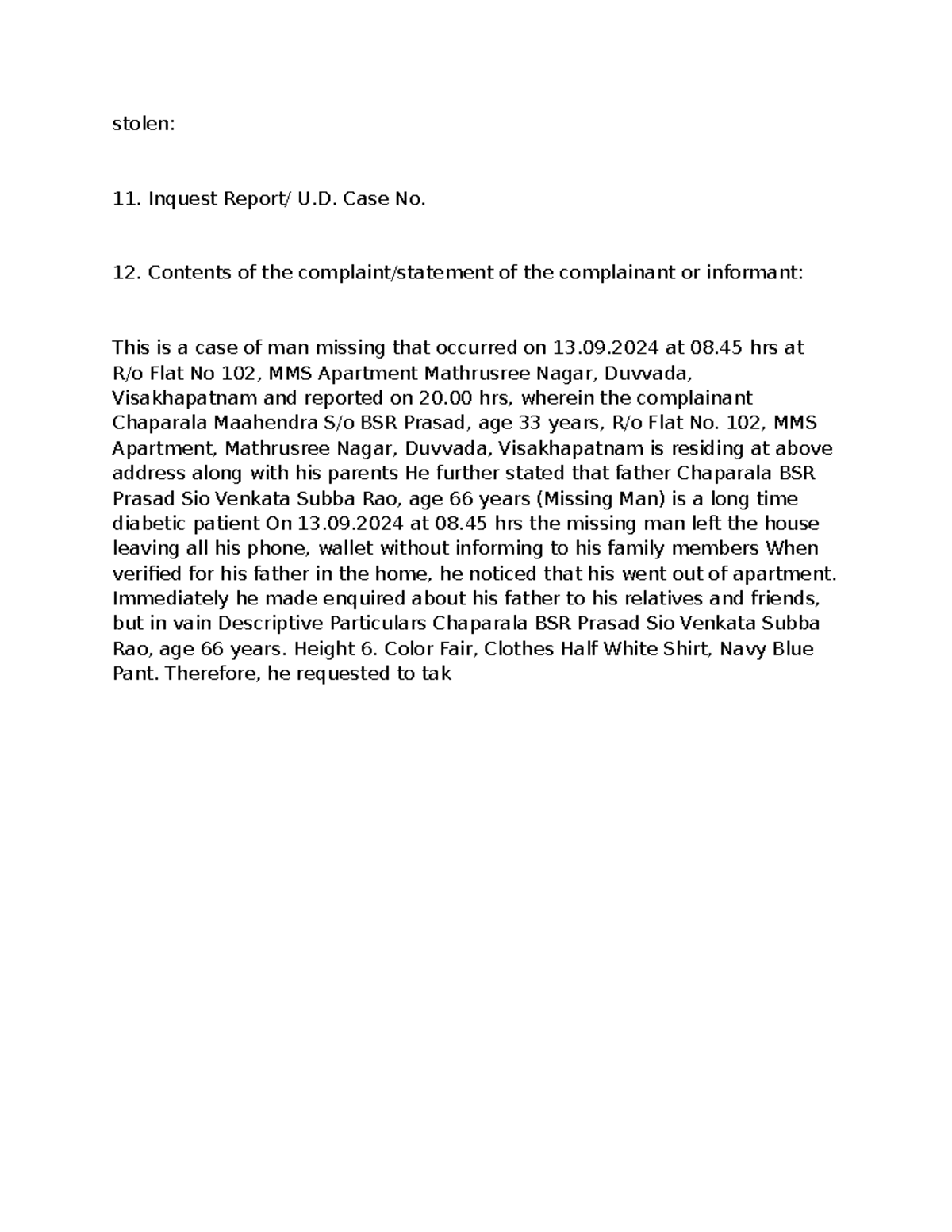 89 - Need bits. For competition - stolen: 11. Inquest Report/ U. Case ...
