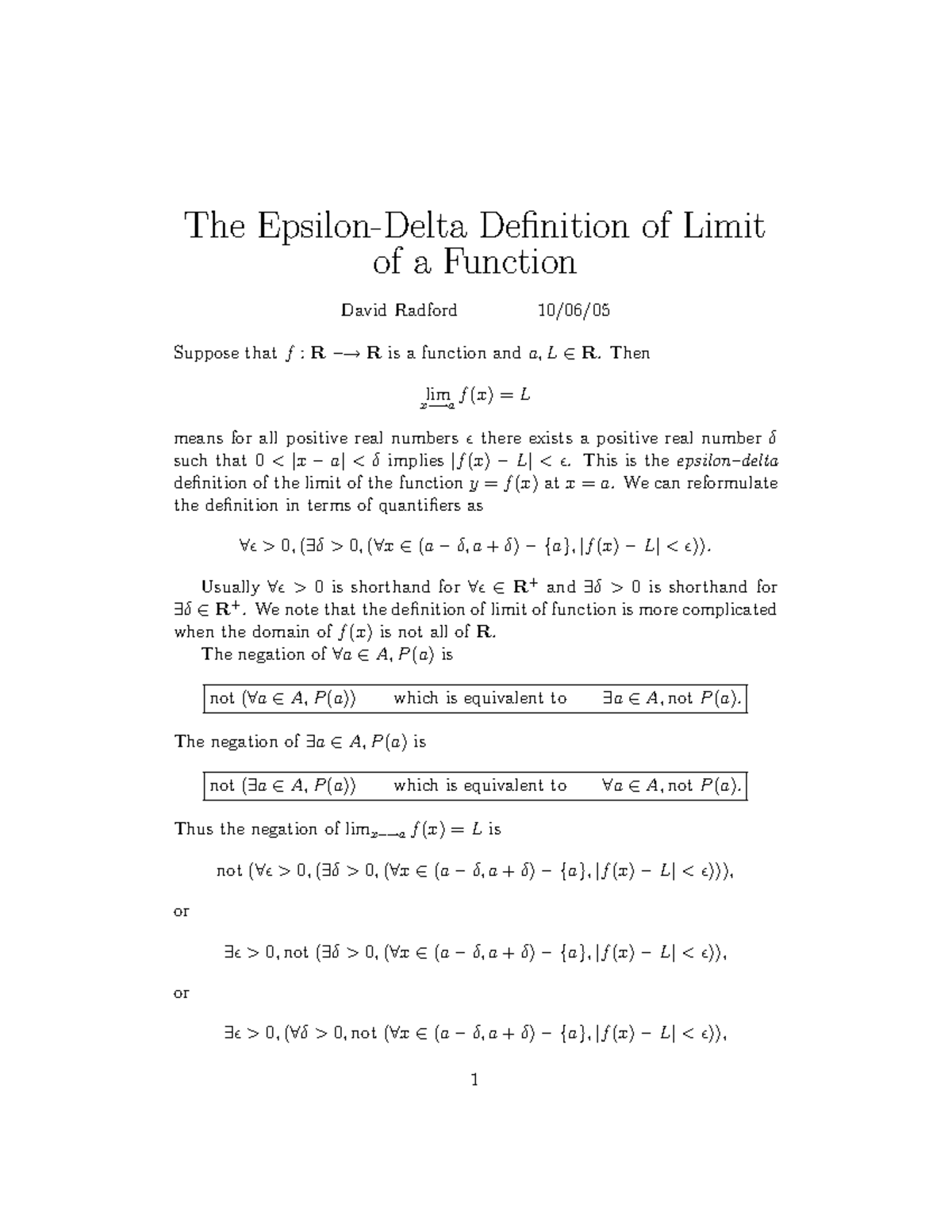 Hwk6Notes - Lecture - The Epsilon-Delta Definition of Limit of a ...
