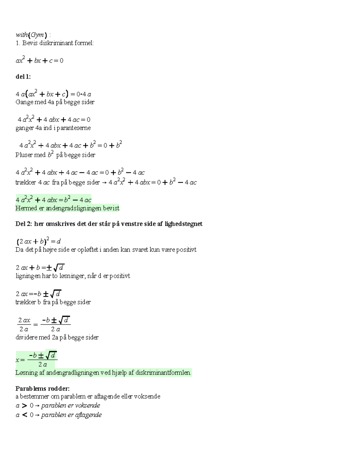 Mat mdt - Matematik mdt. Forberedelse: Diskriminant, Vektorer ...