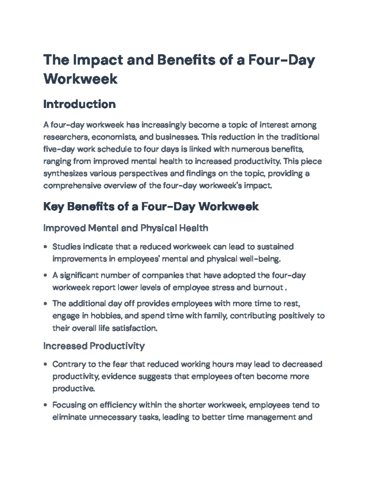 The Impact and Benefits of the 4-Day Workweek: A Comprehensive Overview ...