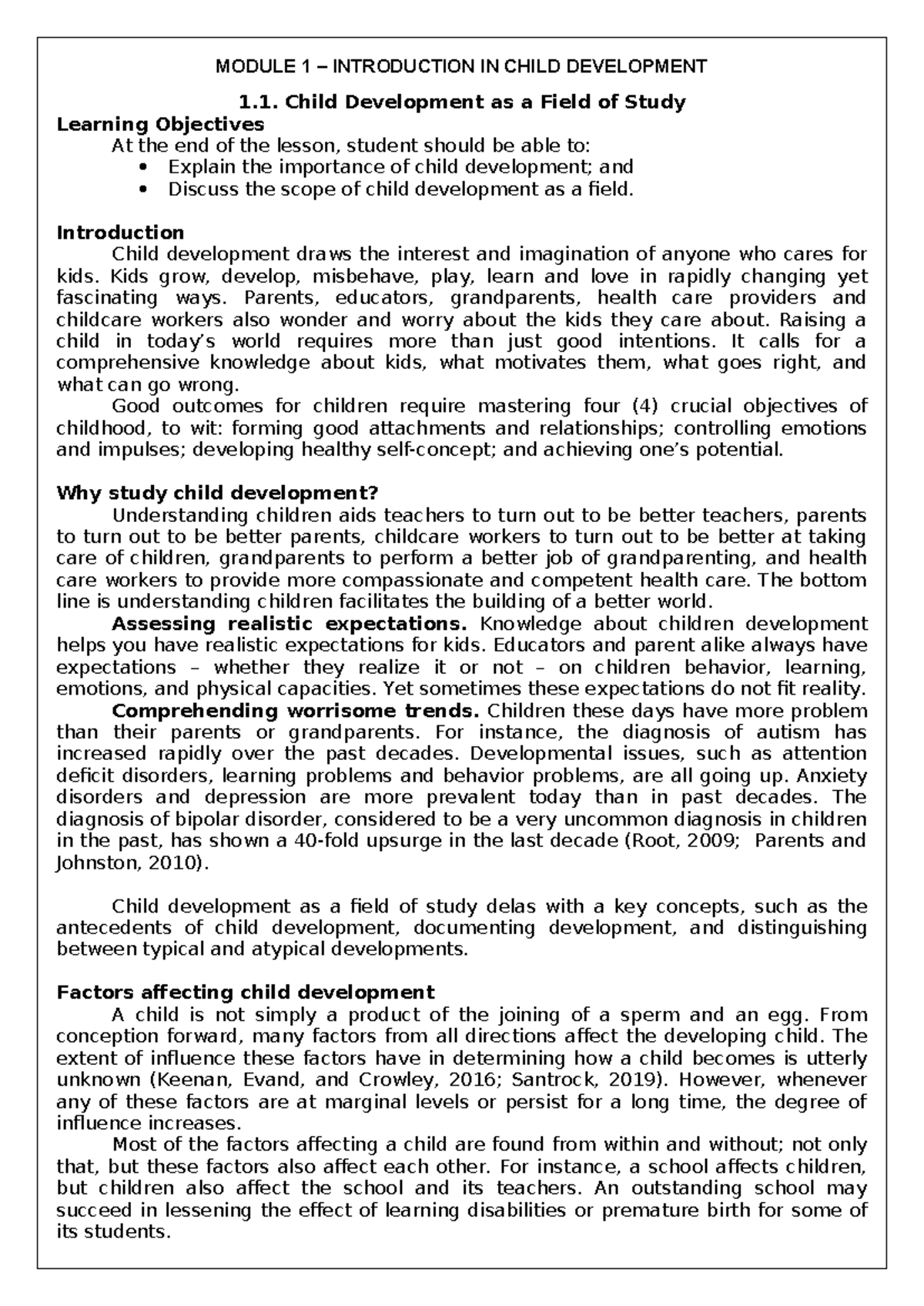 ECE 1 Child Development - Module 1: Introduction to Child Development ...