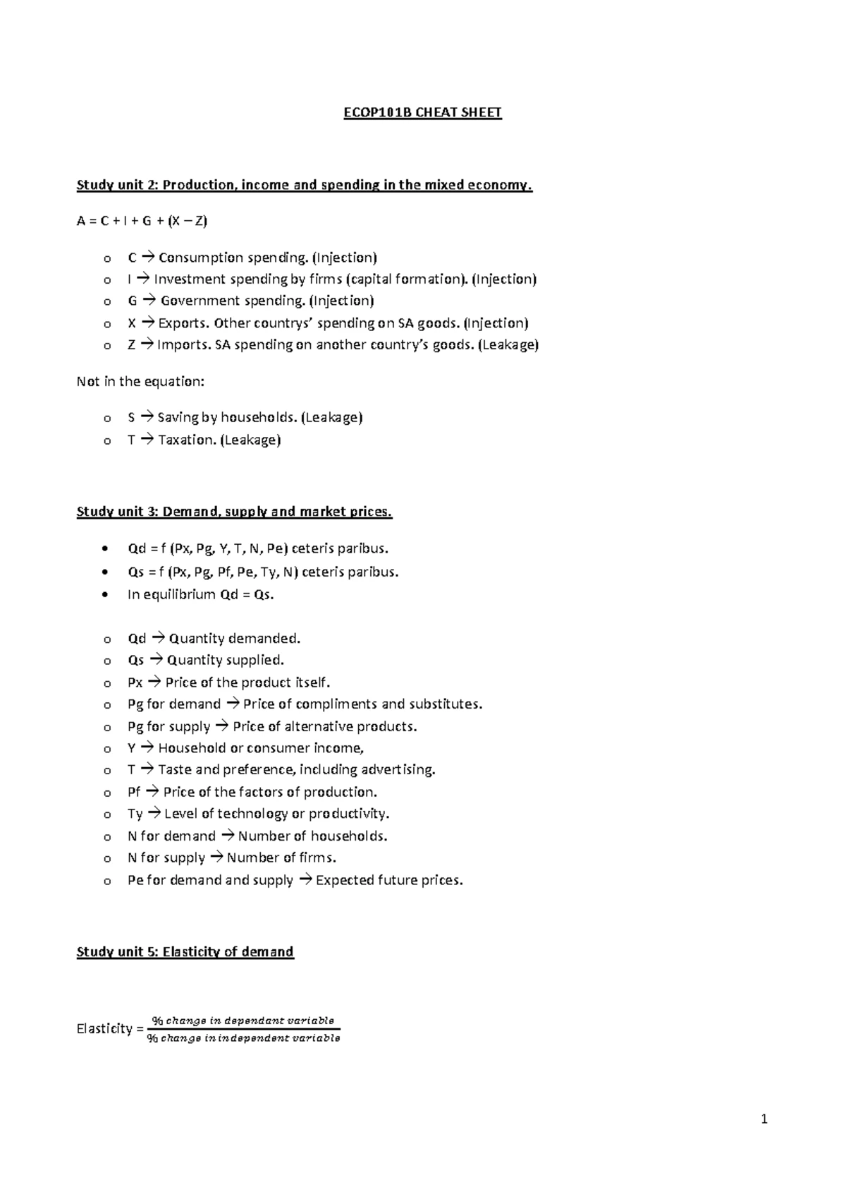 Economics Unit 3: Demand, Supply & Market Prices Study Notes - Studocu