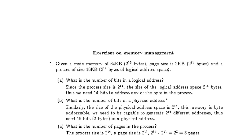 Exercises on Memory Management 2024: Detailed Solutions and Analysis ...