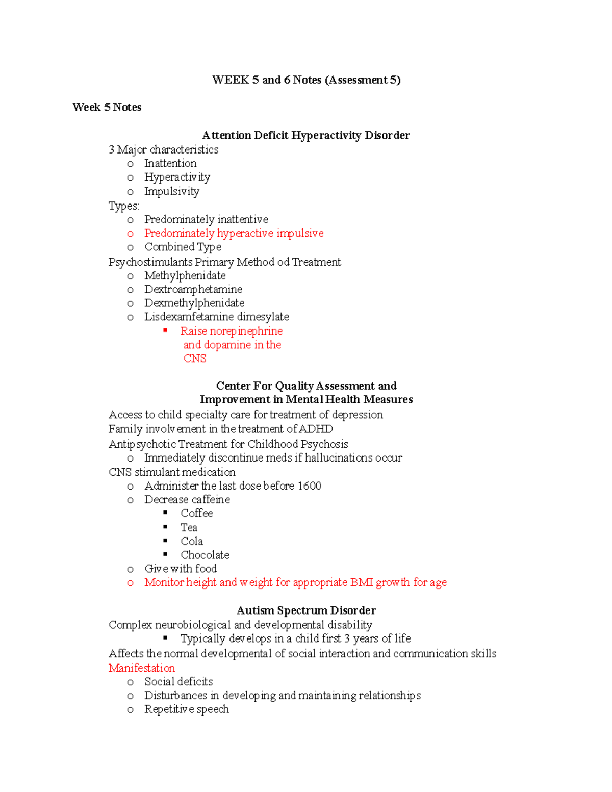 Week 5 + 6 Notes - WEEK 5 and 6 Notes (Assessment 5) Week 5 Notes ...