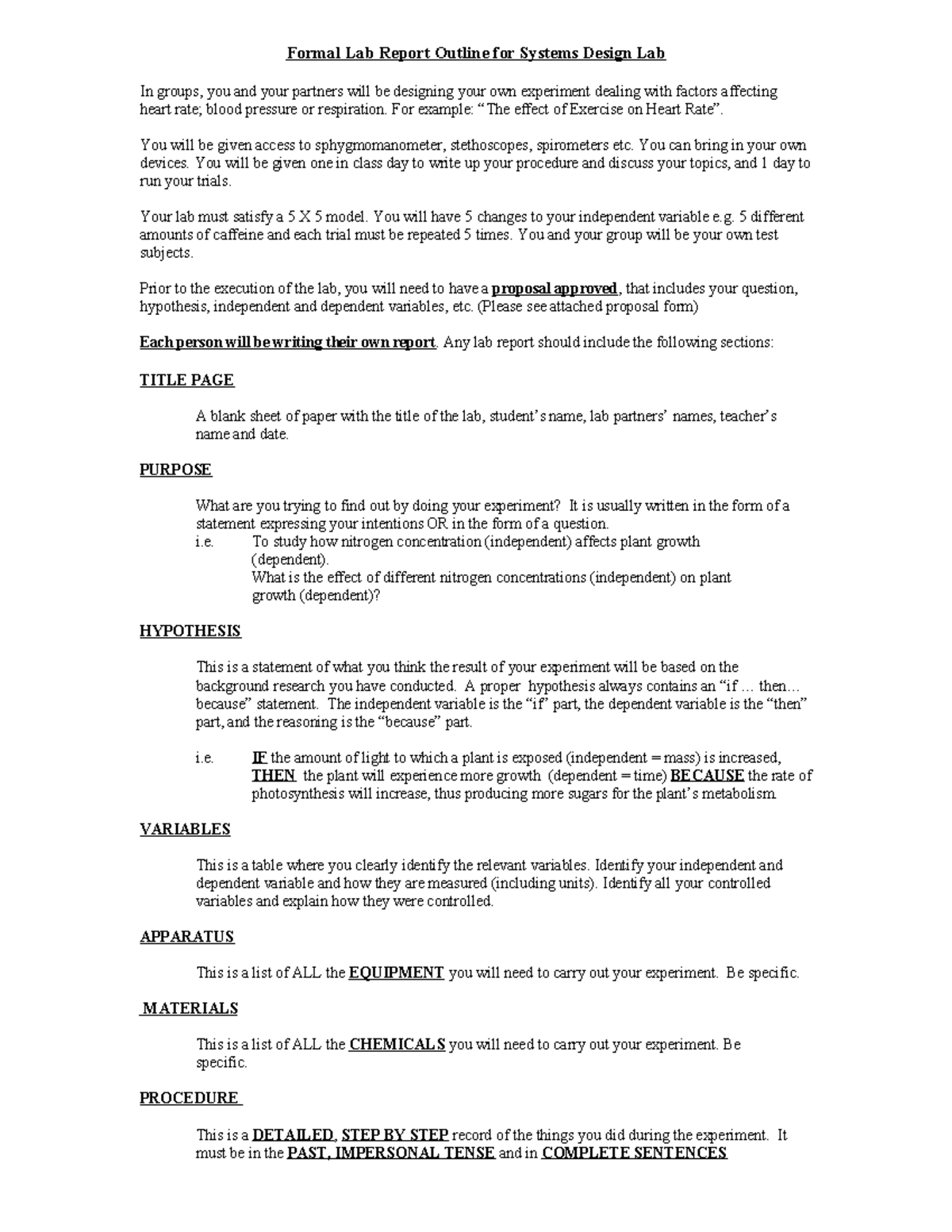 Unit 4 - Activity 17: Formal Lab Report Outline for Systems Design Lab ...