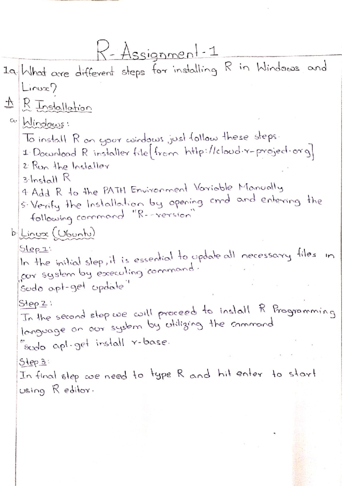 R Assignment-1: Steps for Installing R on Windows & Linux - Studocu