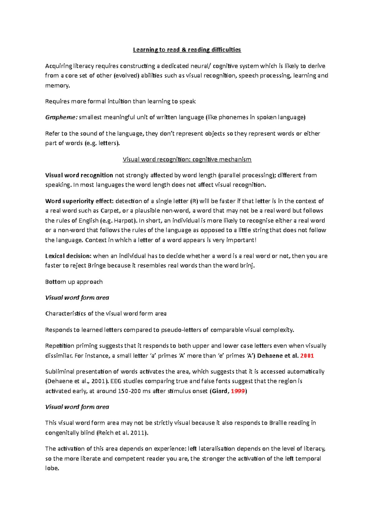 Learning to read and reading difficulties - Learning to read & reading ...