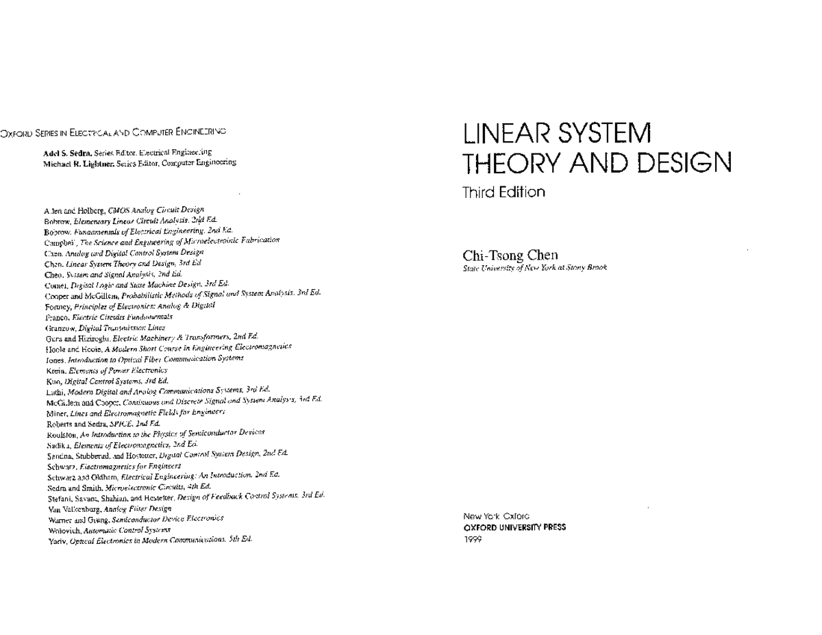 Linear System Theory and Design 3rd Chen OP1999 Ch1-6 - OXFORD SERIES ...