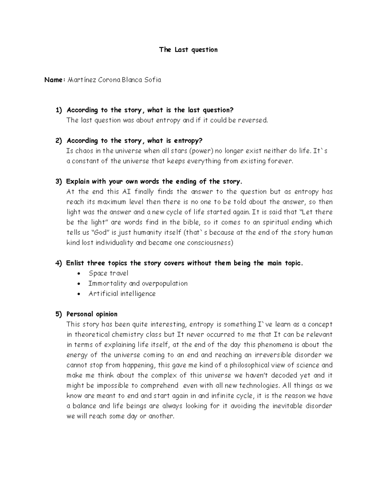 Understanding The Last Question - CV BBF Analysis and Insights - Studocu