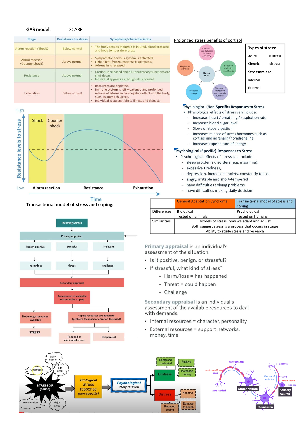 Psychology aos1 poster - GAS model: SCARE Transactional model of stress ...