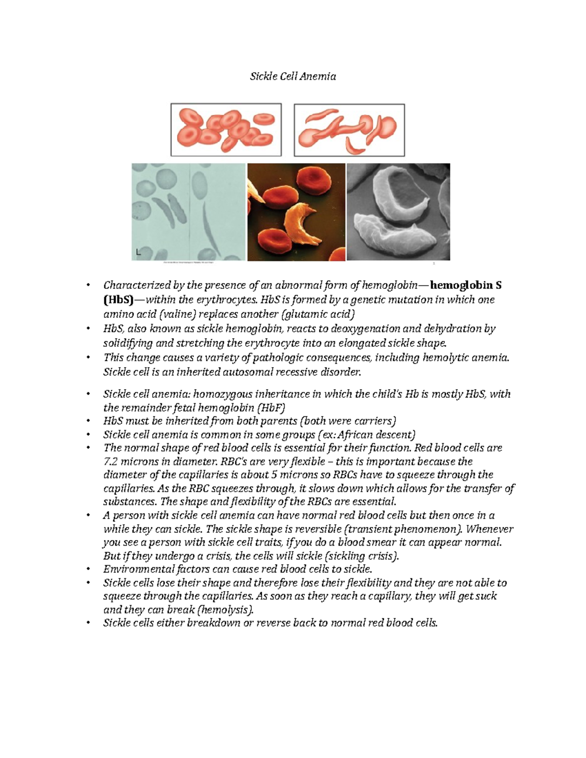Lecture 6 - Sickle Cell Anemia: Genetic Mutations and Clinical ...