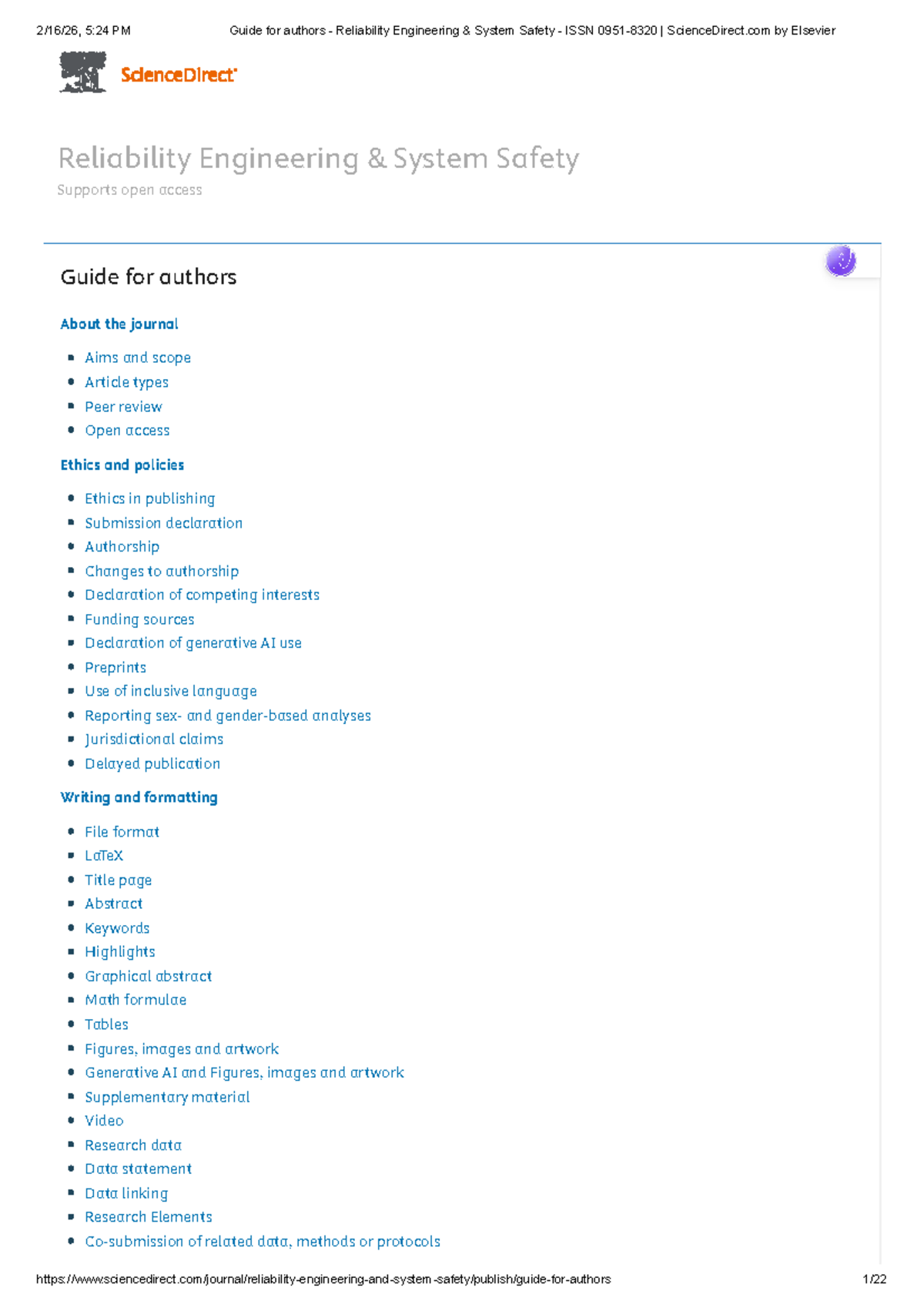 Guide for Authors: Reliability Engineering & System Safety (RESS) - Studocu