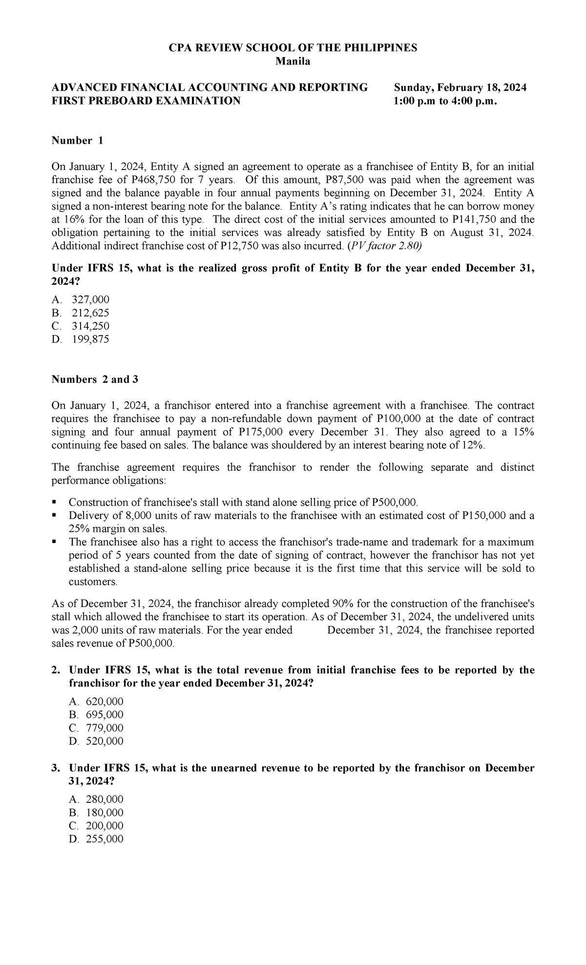 95 AFAR First Preboard Exam - Advanced Financial Accounting - Document Preview