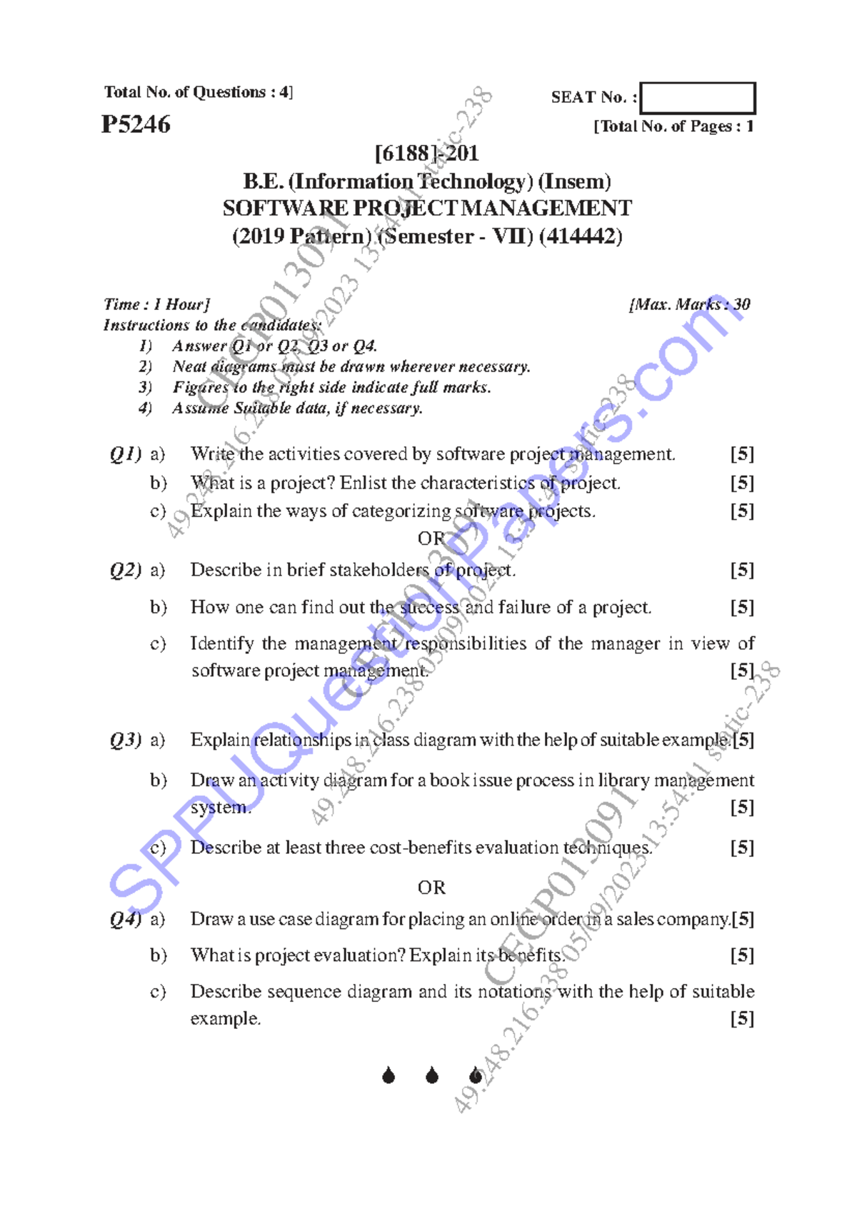 B.E. (IT) Sem VII: Software Project Management Insem Exam Notes 2023 ...