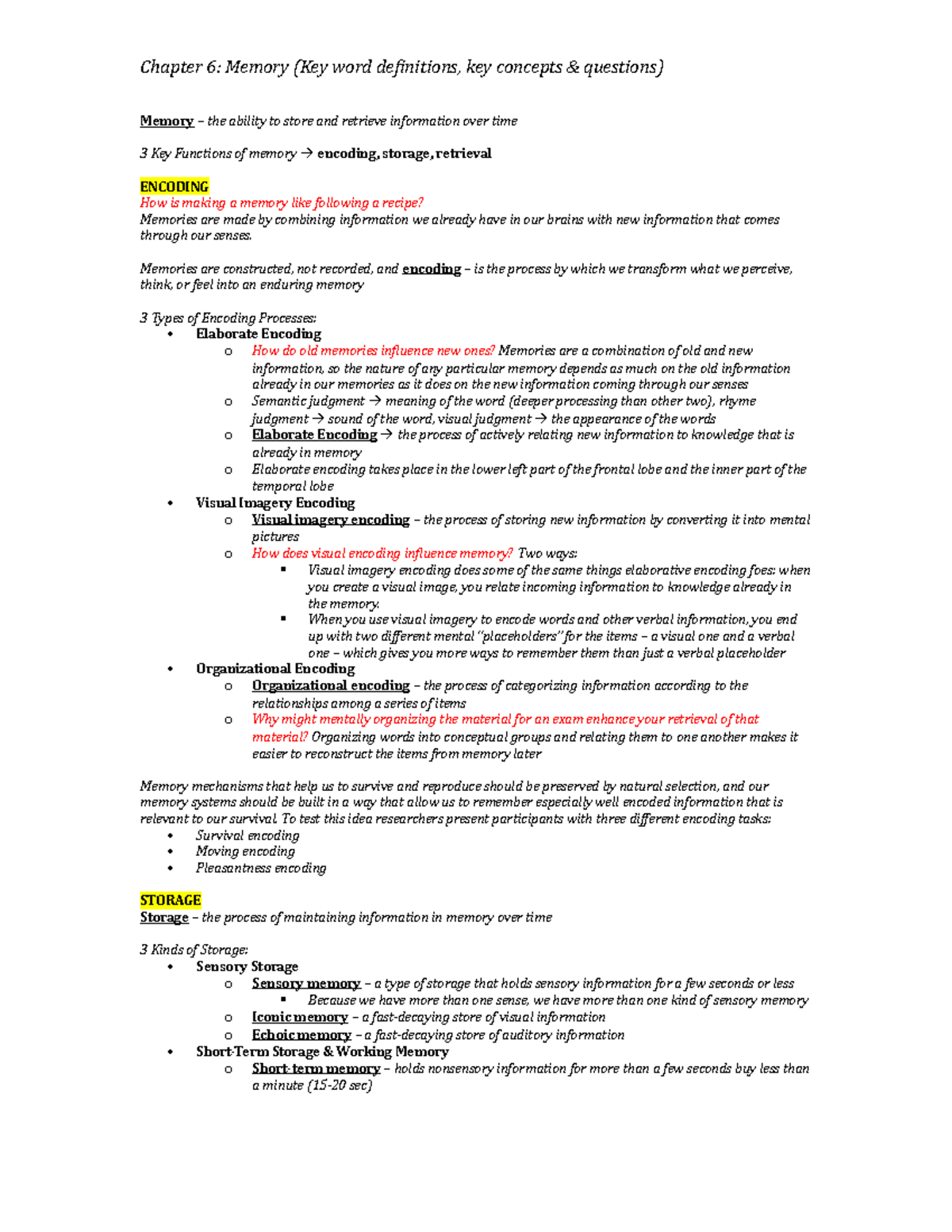 Chapter 6 - psych - Memory – the ability to store and retrieve ...