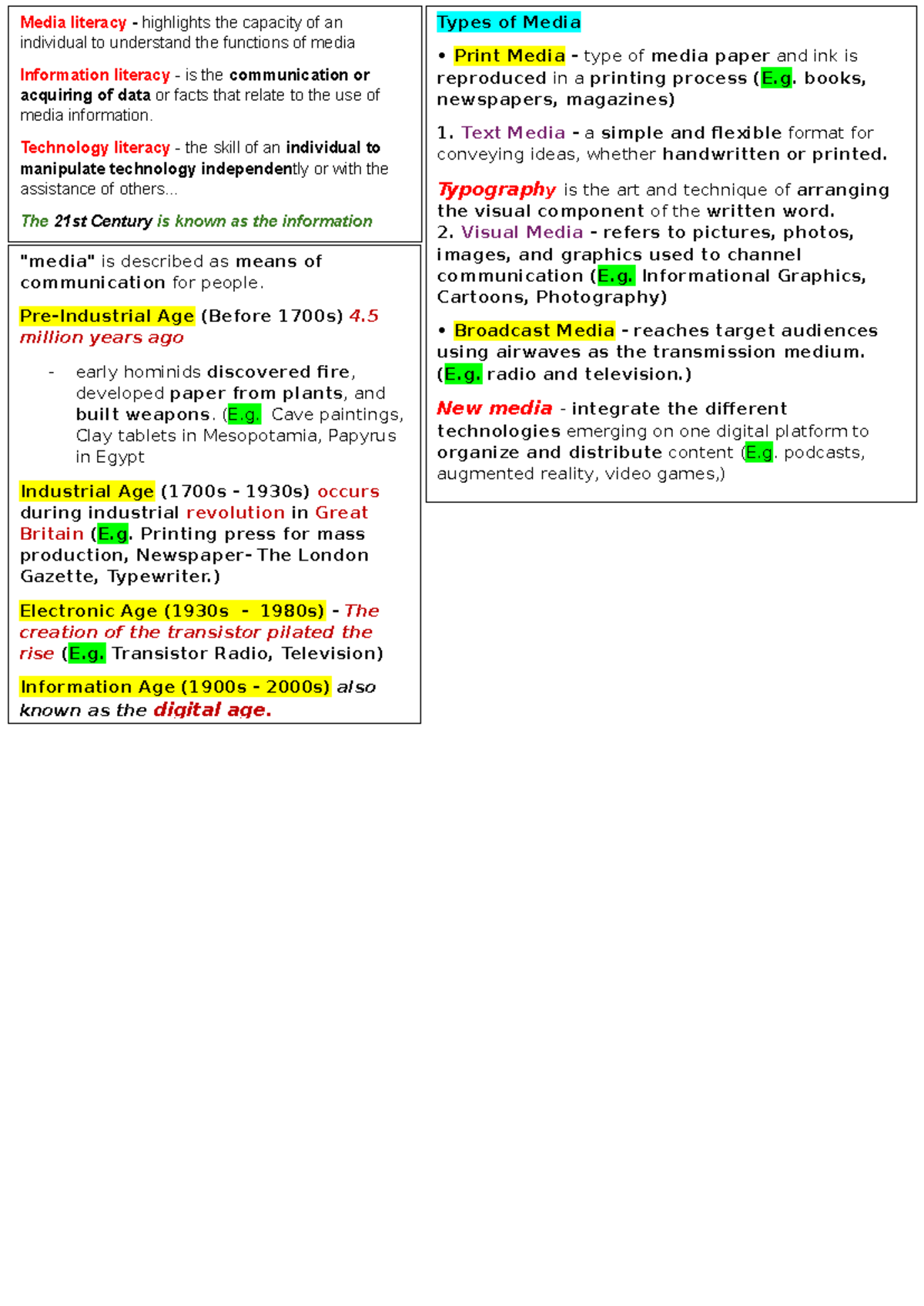 MIL 101: Media & Information Literacy Review Notes - Studocu