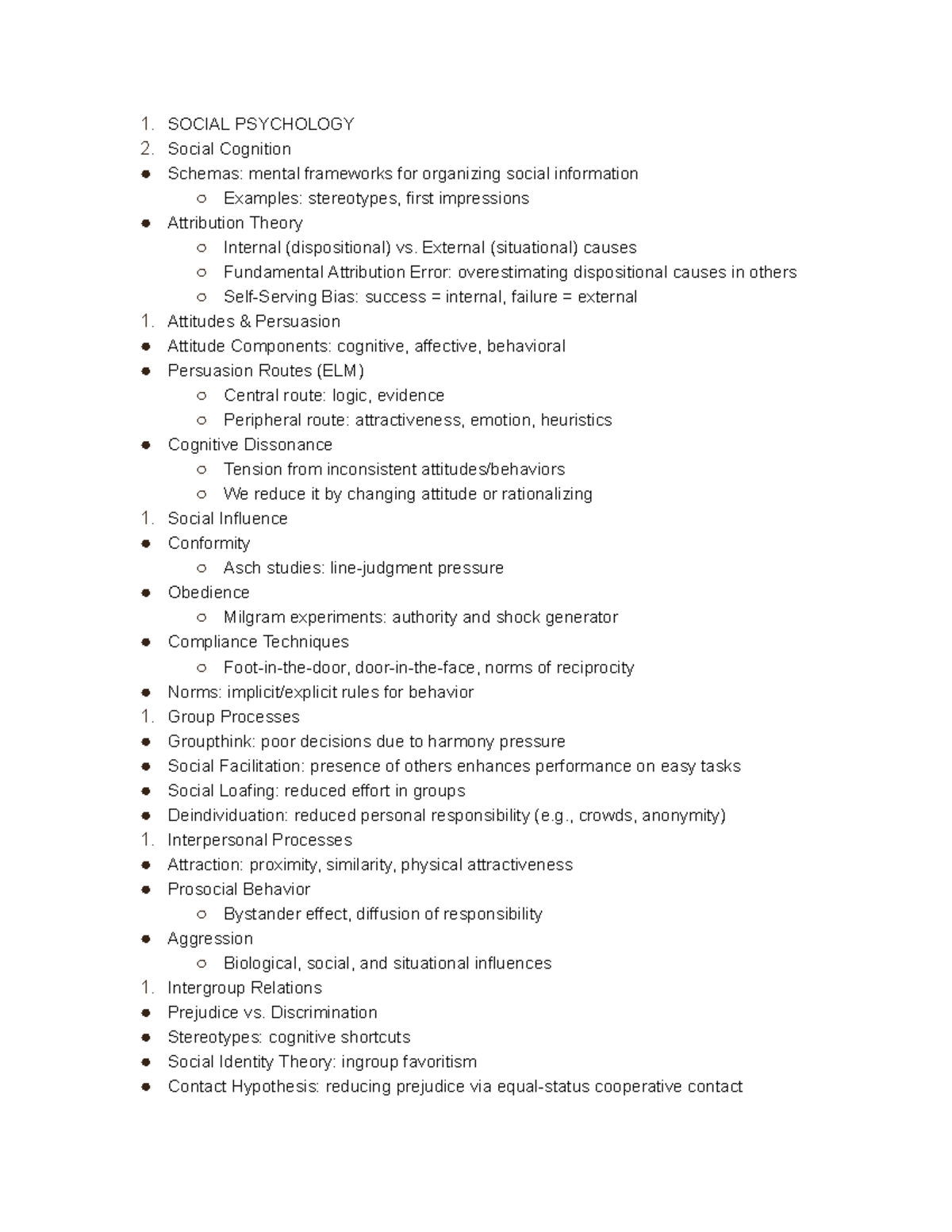 Social Psychology Lecture Notes - Studocu