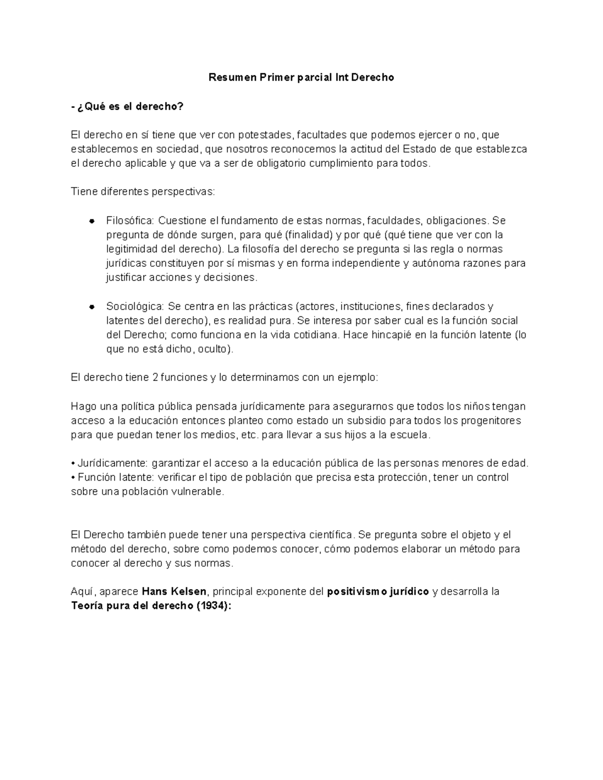 Resumen 1er Parcial Introducción al Derecho: Perspectivas y Funciones - Document Preview