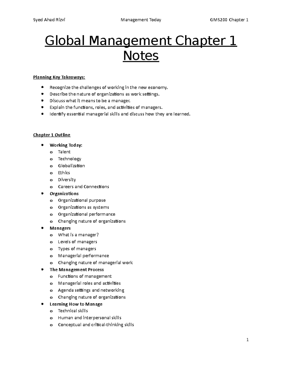 GMS200 Chapter 1: Key Concepts in Global Management - Studocu