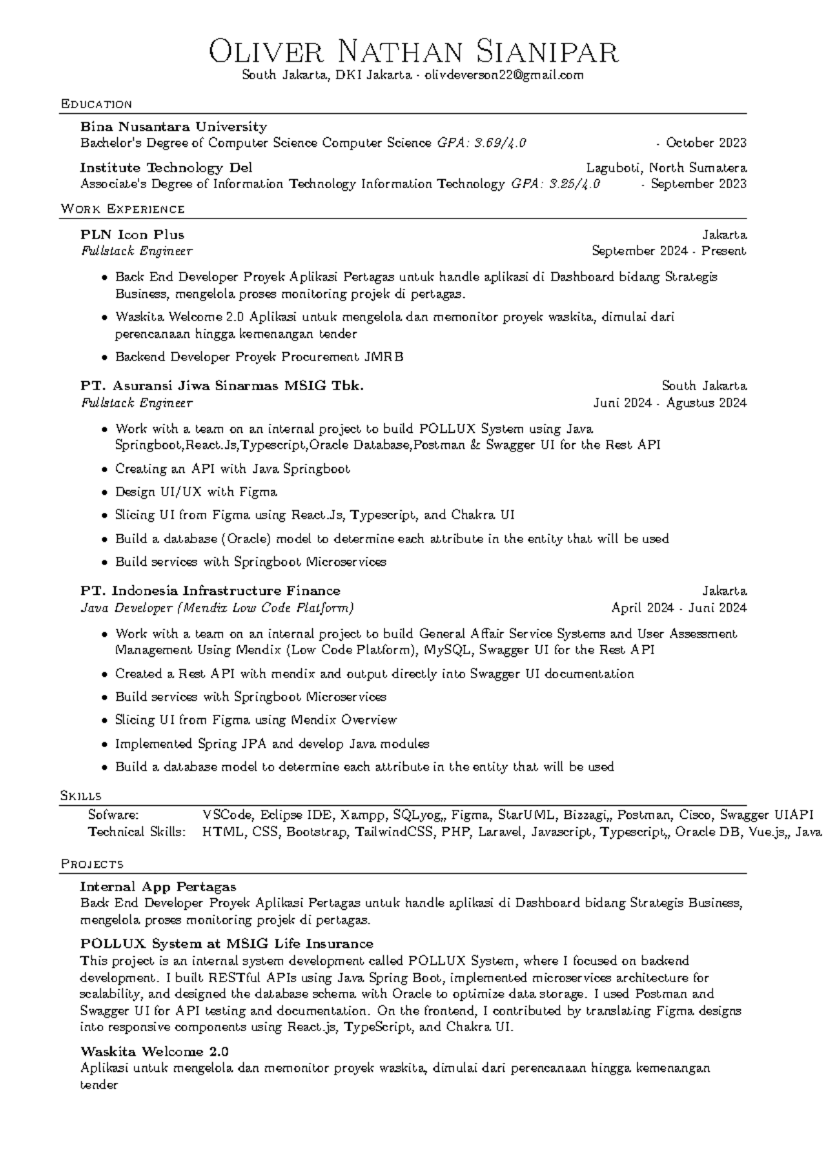 Resume of Oliver - Computer Science Graduate (BNU) - Studocu