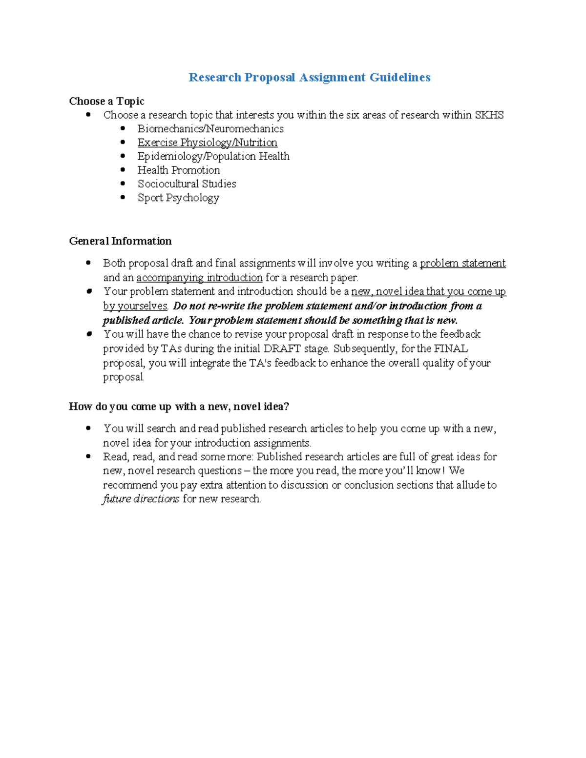 HLTH252 Research Proposal Guidelines: Draft & Final Stages Overview ...