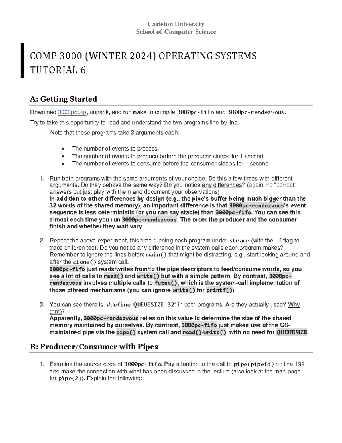 COMP 3000 - Winter 2024 - Tutorial 6 Explanation & Answers - Studocu