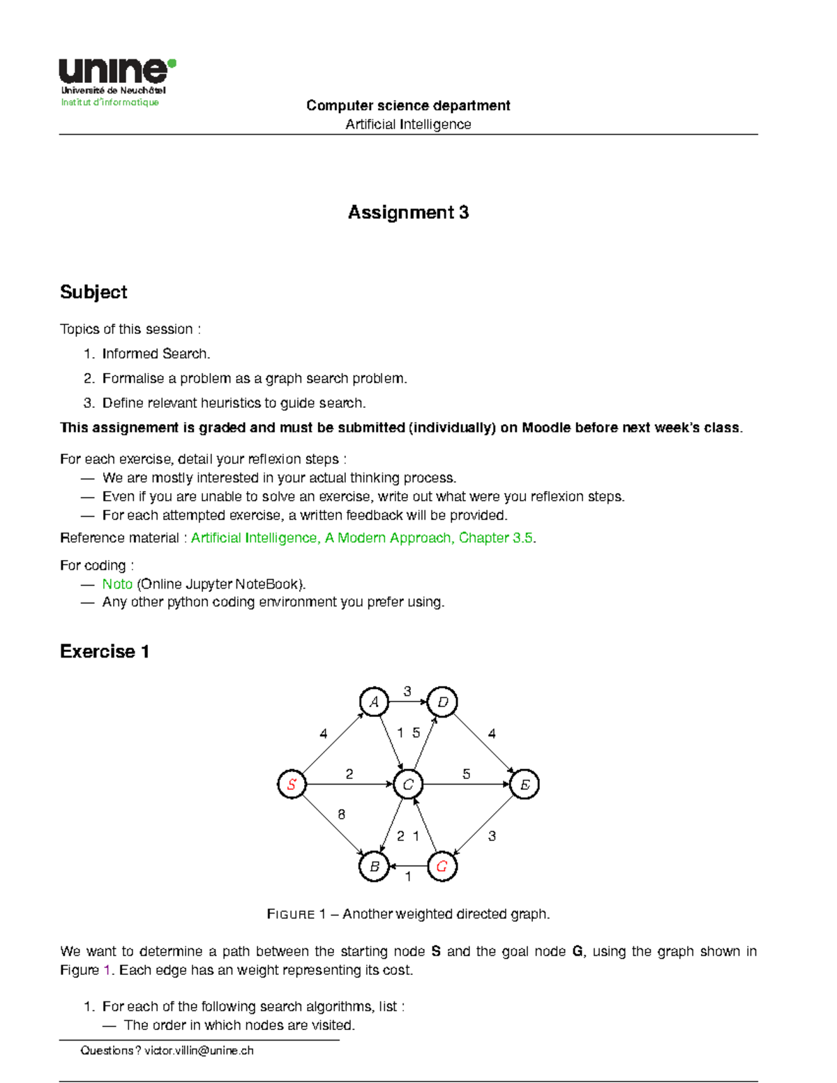 Artificial Intelligence Assignment 3: Graph Search & Heuristics ...