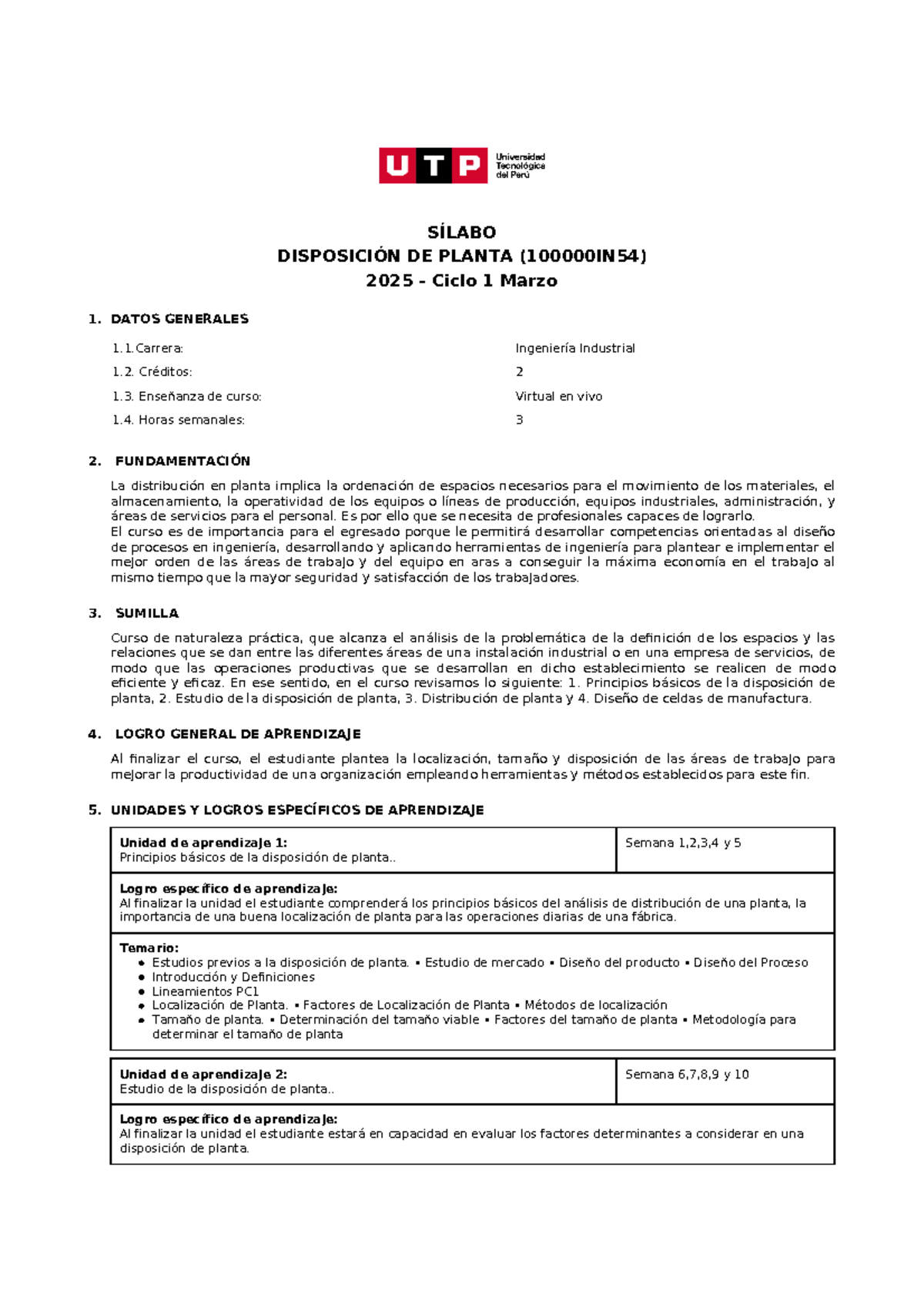 Sílabo de Disposición de Planta (100000IN54) - Ciclo 1 2025 - Document Preview