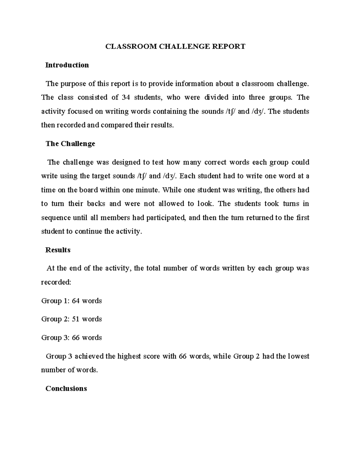 CLASSROOM CHALLENGE REPORT: Group Performance Analysis - Studocu