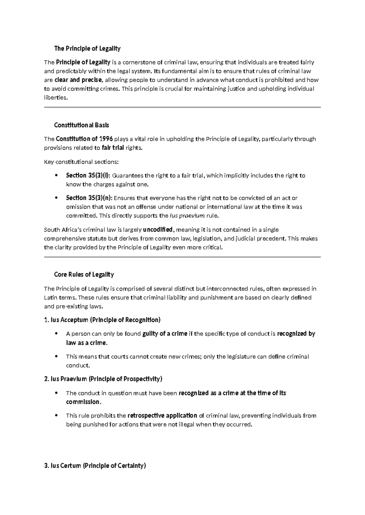 Principle of Legality in Criminal Law: Study Unit 2 Insights - Studocu