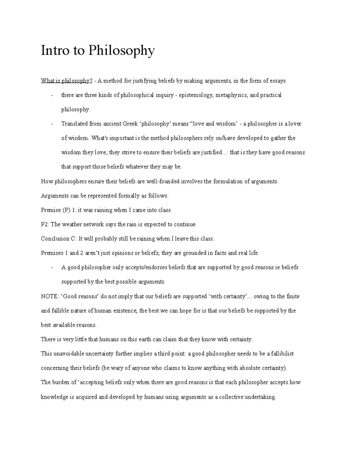 Phil2073 death - Introduction notes to the course - Intro to Philosophy ...