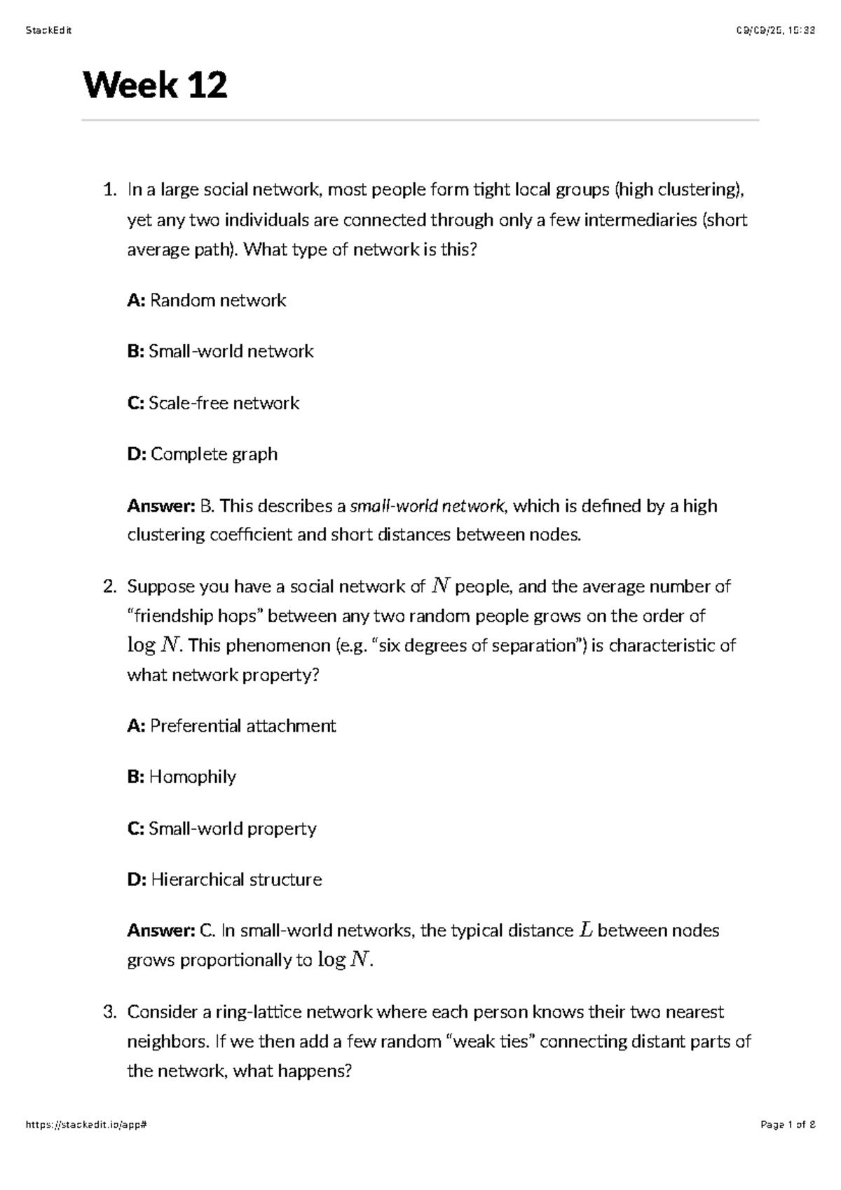 Social Networks Study Notes - Week 12 (SOC 101) - Studocu