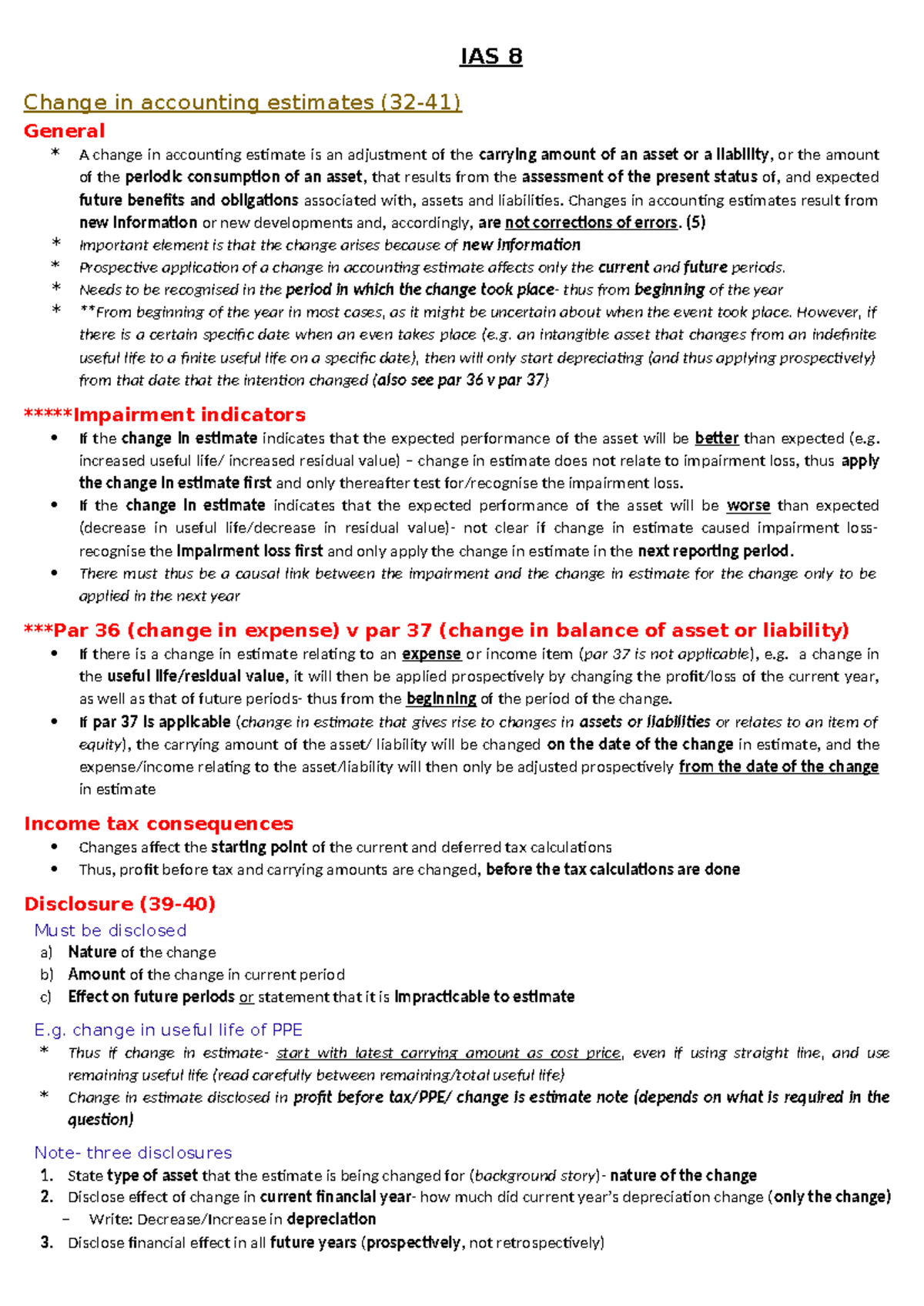 IAS 8 Accounting Policies, Changes in Estimates & Errors Overview - Studocu